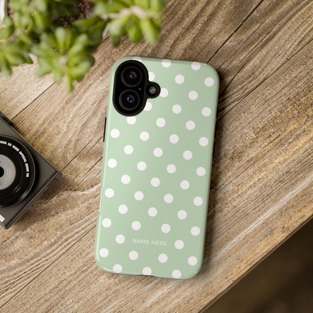 Green & White Polka Dot Customisable Case