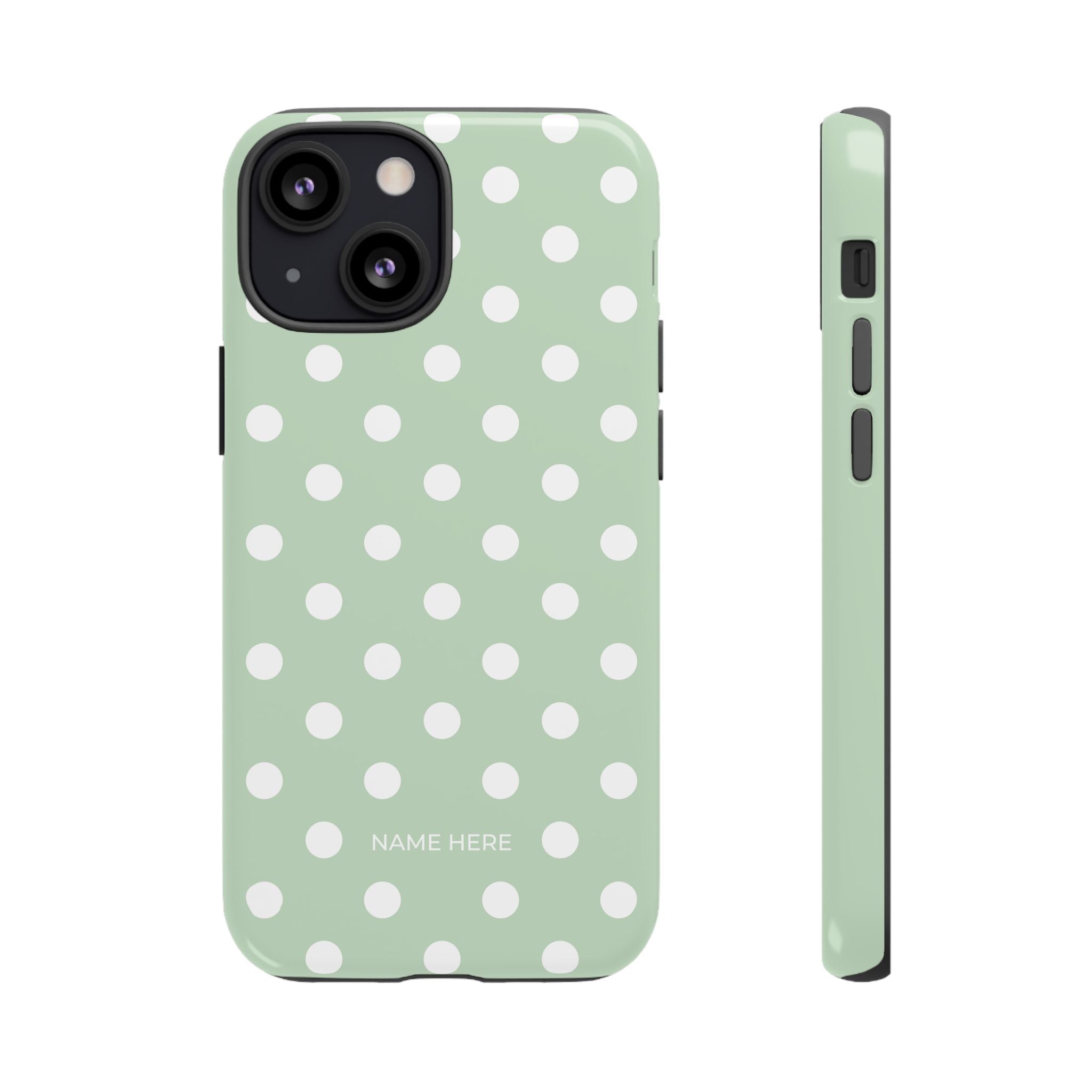 Green & White Polka Dot Customisable Case