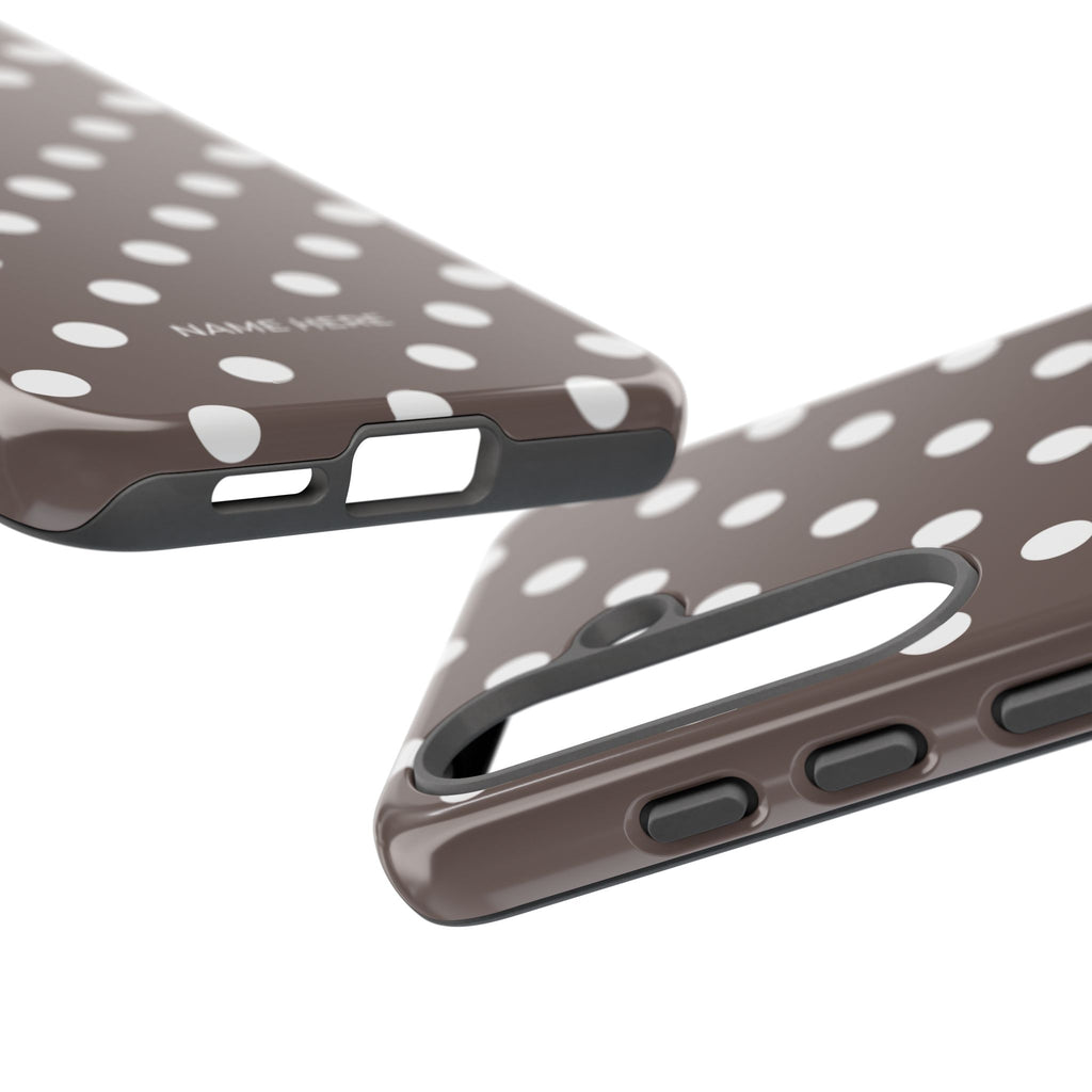Brown & White PolkaDot Customisable Case
