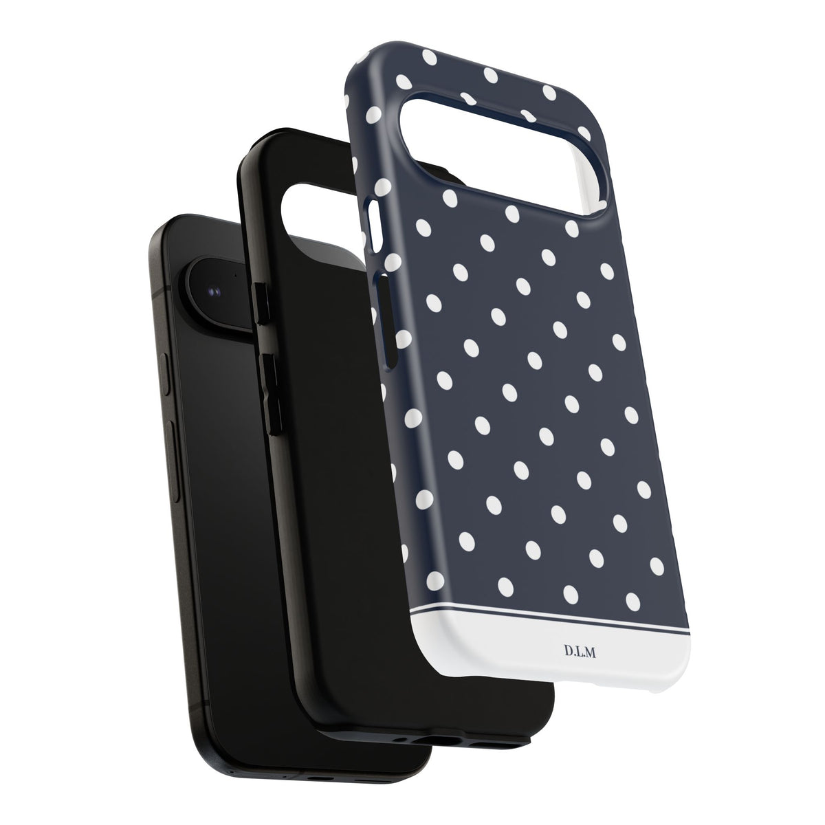 Navy Pearl Personalised Polka Dot Case