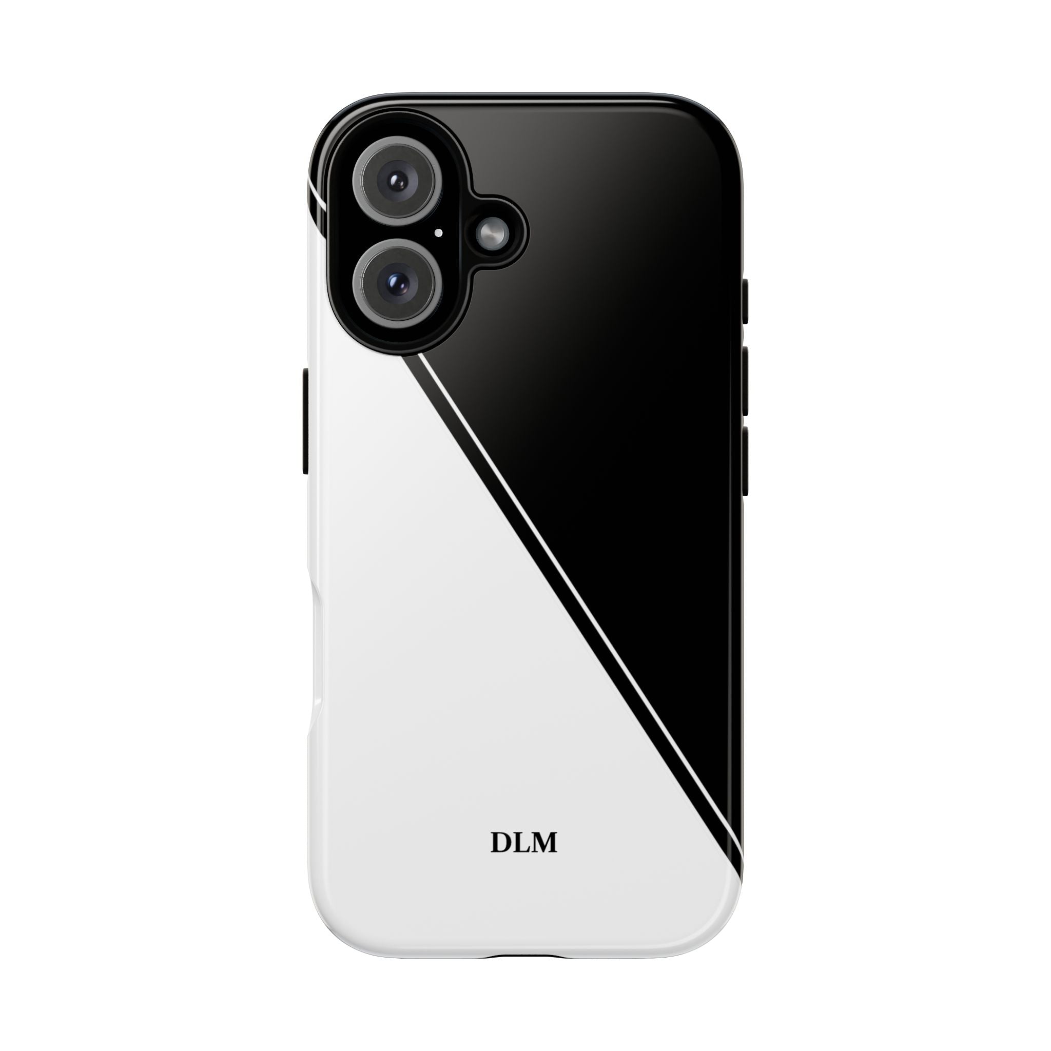 White/Black Two Tone Custom Initials Case