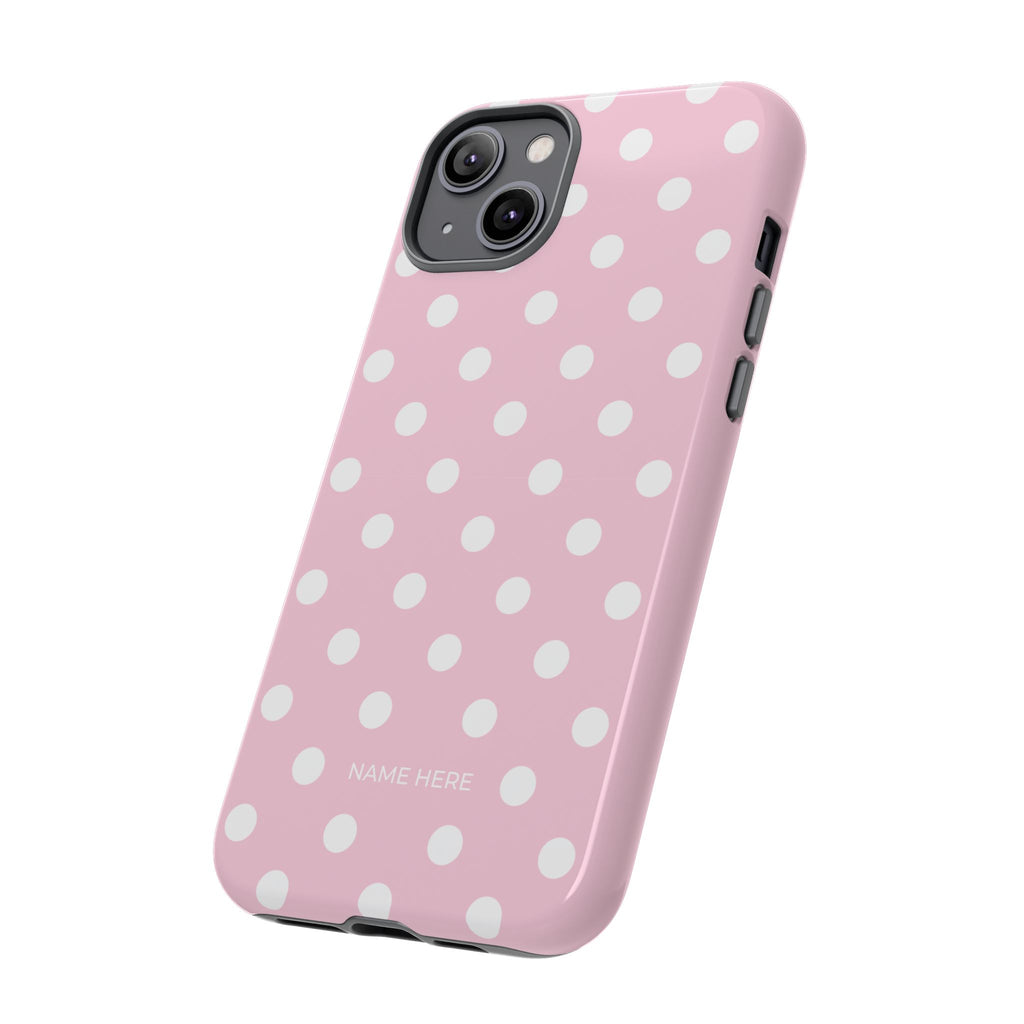 Pink & White PolkaDot Customisable Name Case