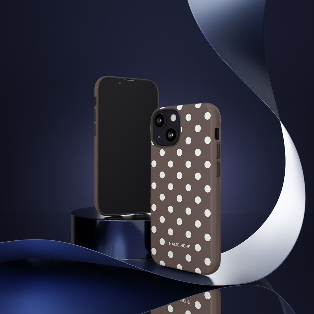 Brown & White PolkaDot Customisable Case