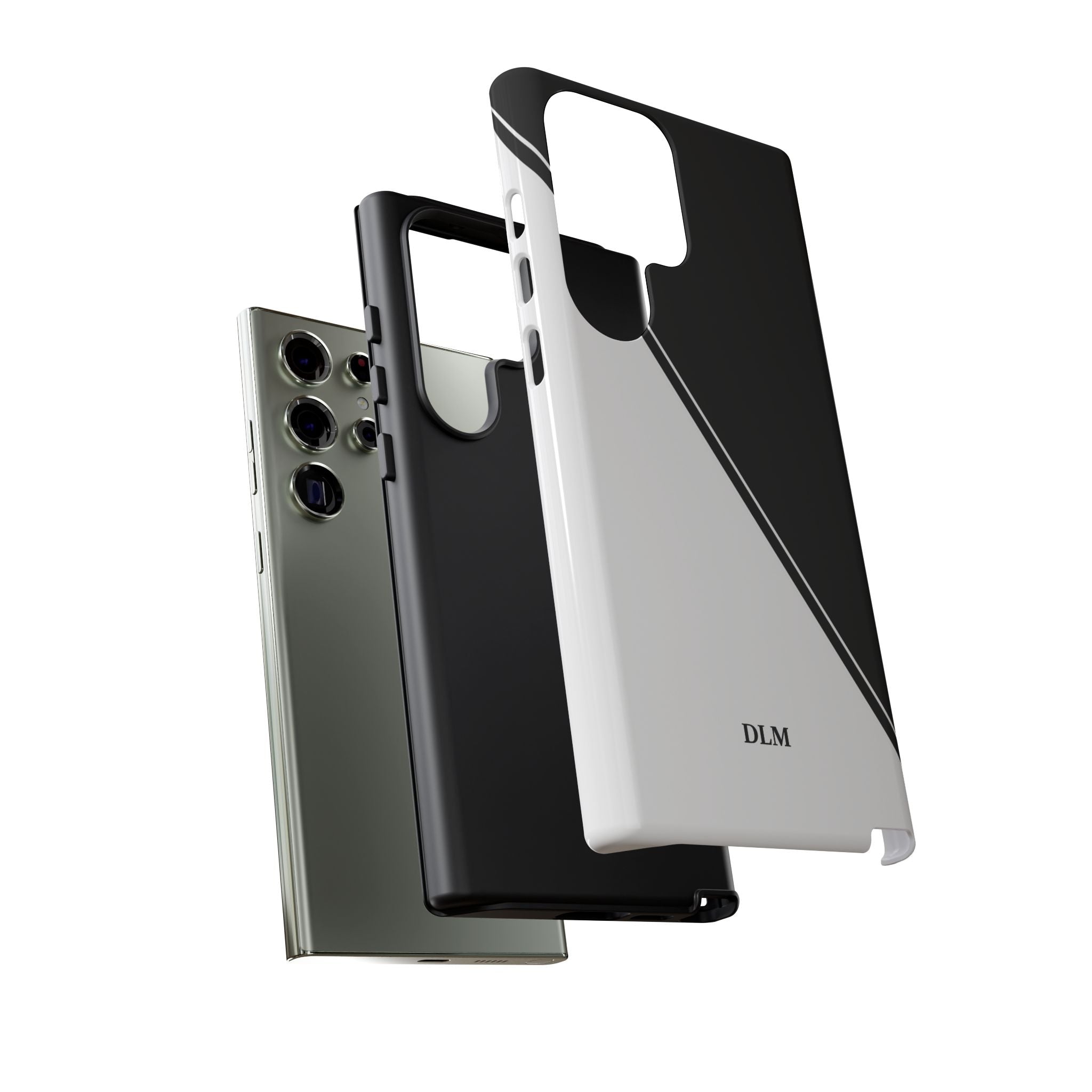 White/Black Two Tone Custom Initials Case