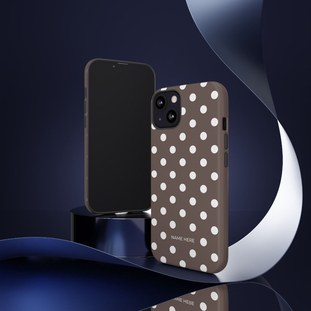 Brown & White PolkaDot Customisable Case