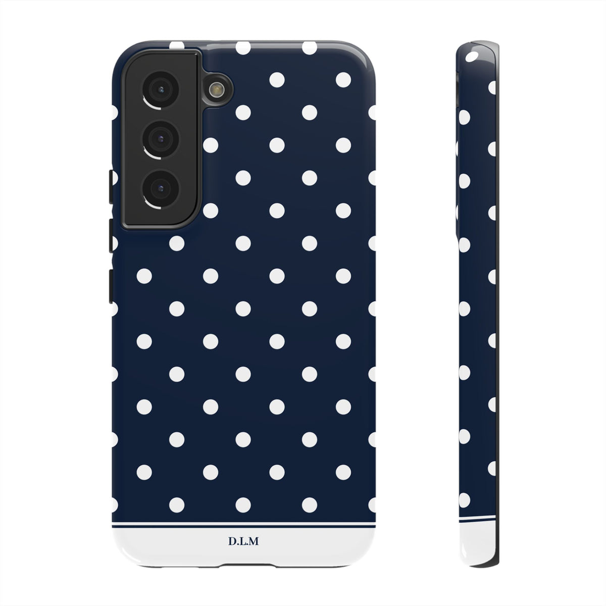 Navy Pearl Personalised Polka Dot Case