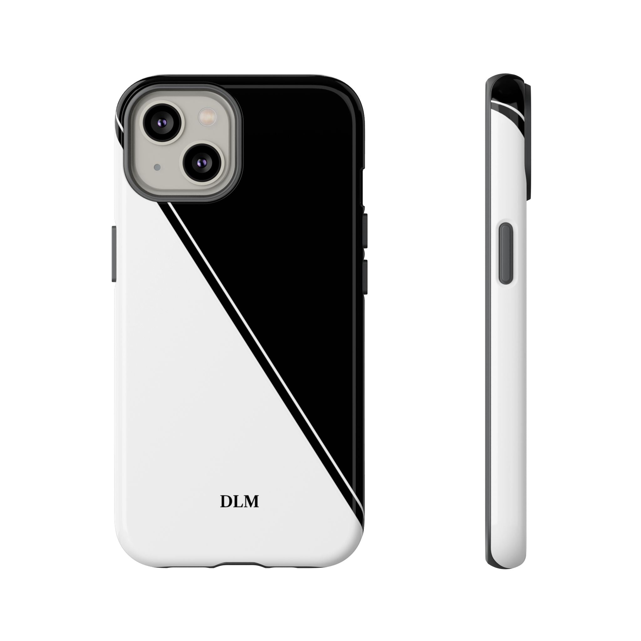 White/Black Two Tone Custom Initials Case