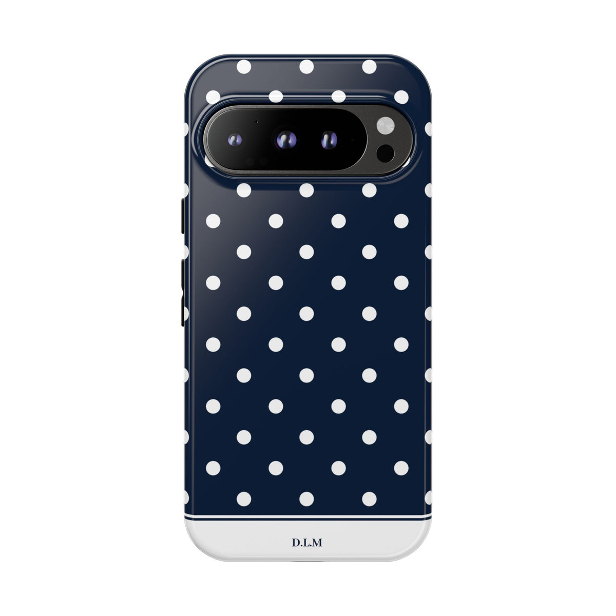 Navy Pearl Personalised Polka Dot Case