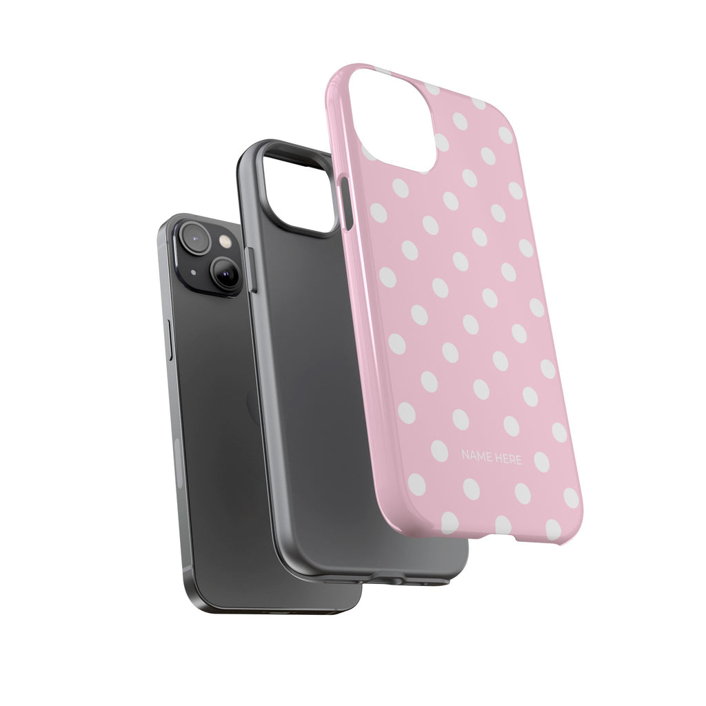 Pink & White PolkaDot Customisable Name Case