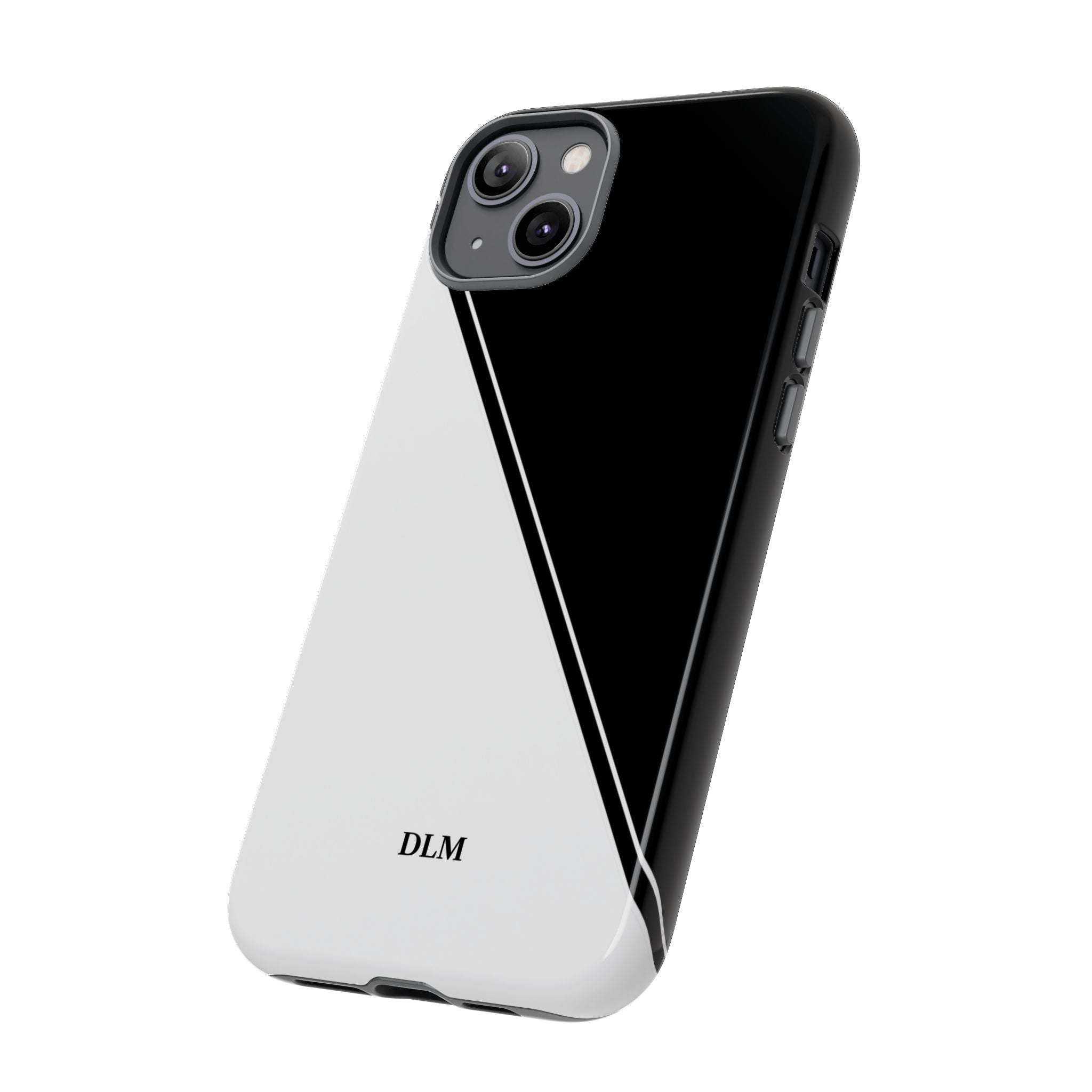 White/Black Two Tone Custom Initials Case