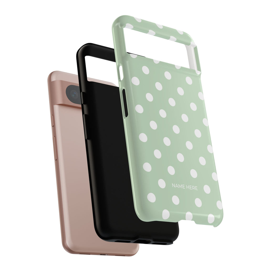 Green & White Polka Dot Customisable Case