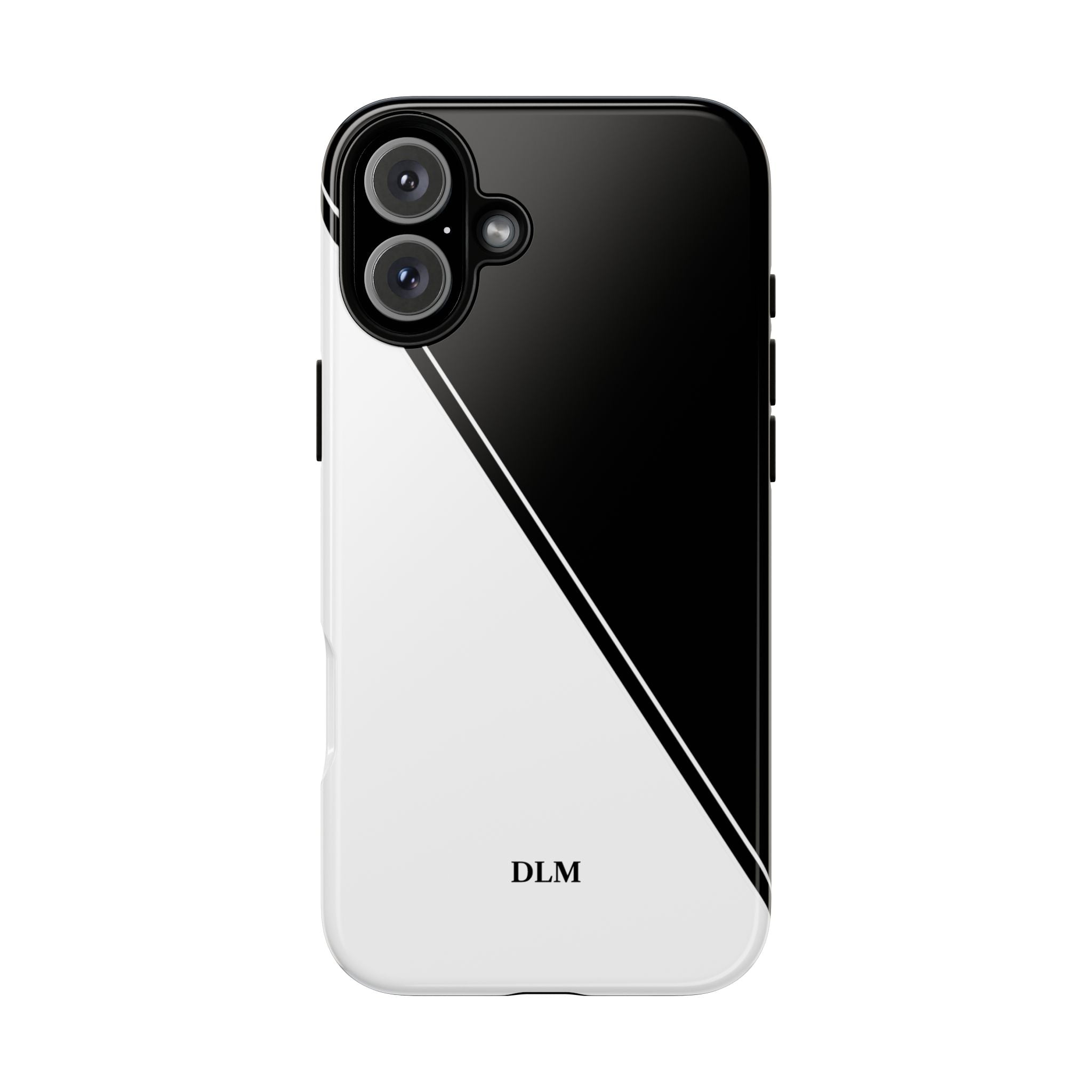 White/Black Two Tone Custom Initials Case