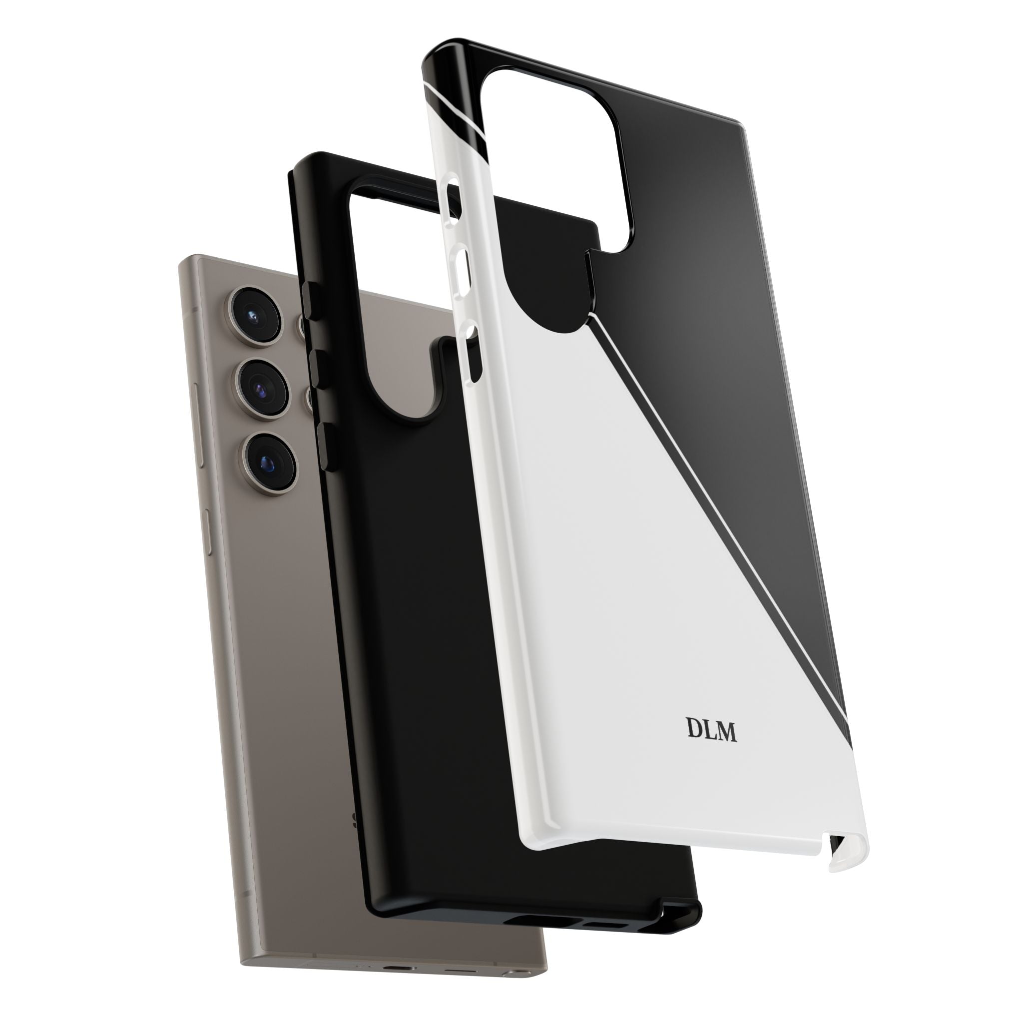 White/Black Two Tone Custom Initials Case
