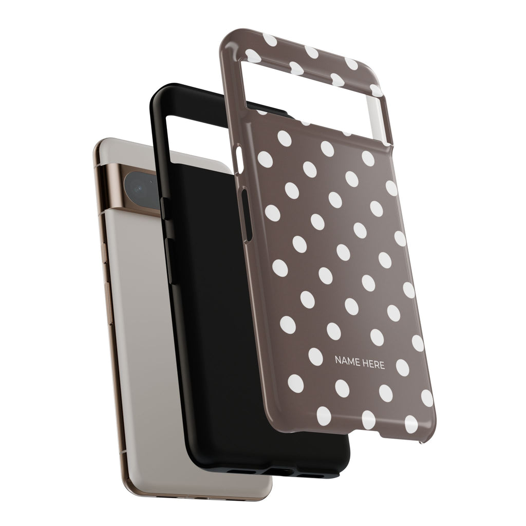 Brown & White PolkaDot Customisable Case