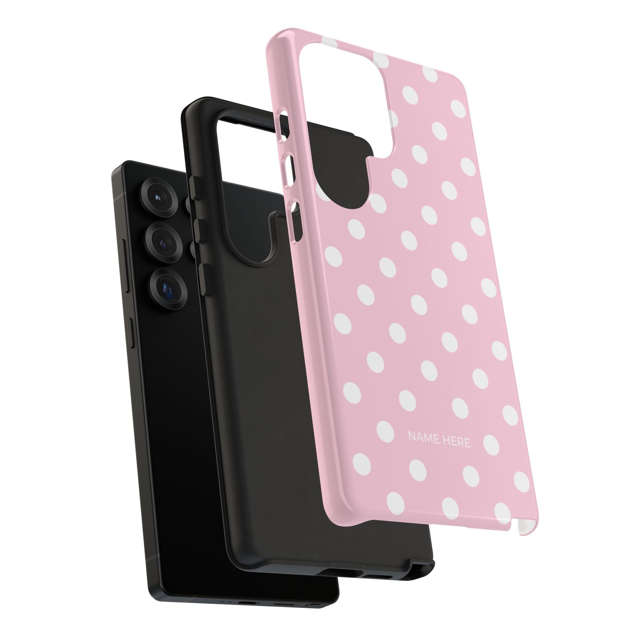 Pink & White PolkaDot Customisable Name Case