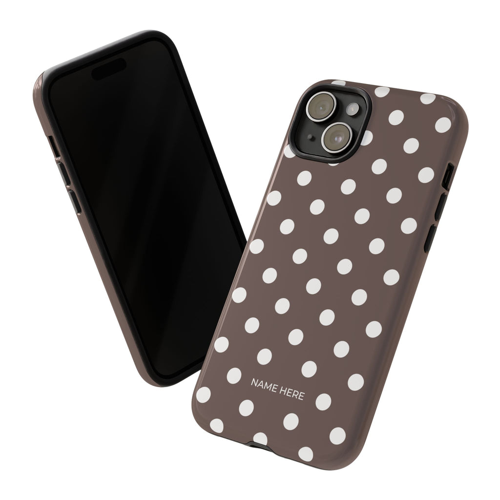 Brown & White PolkaDot Customisable Case