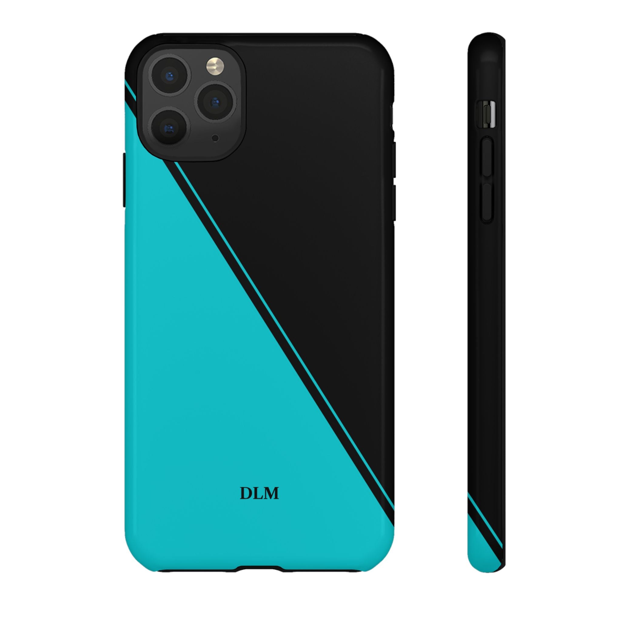 Tiffany/Black Two Tone Custom Initials Case