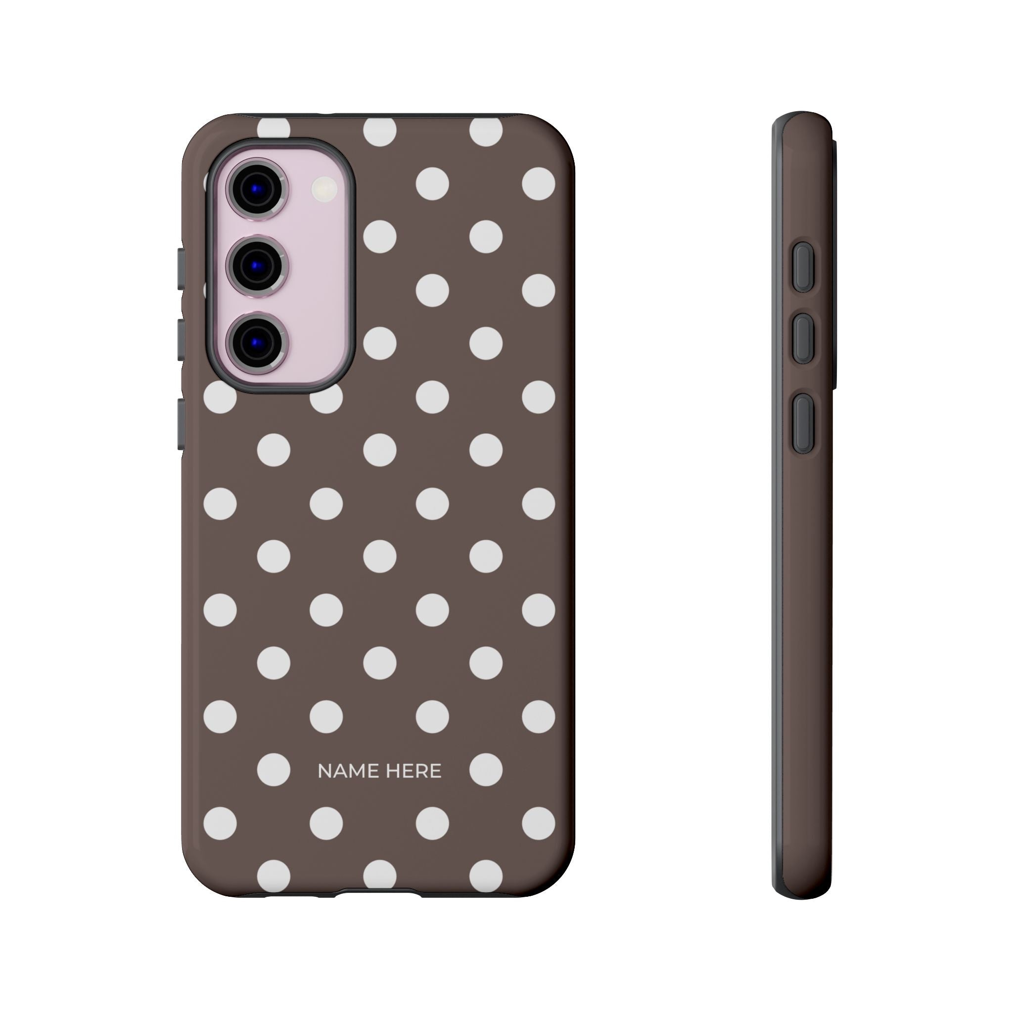 Brown & White PolkaDot Customisable Case