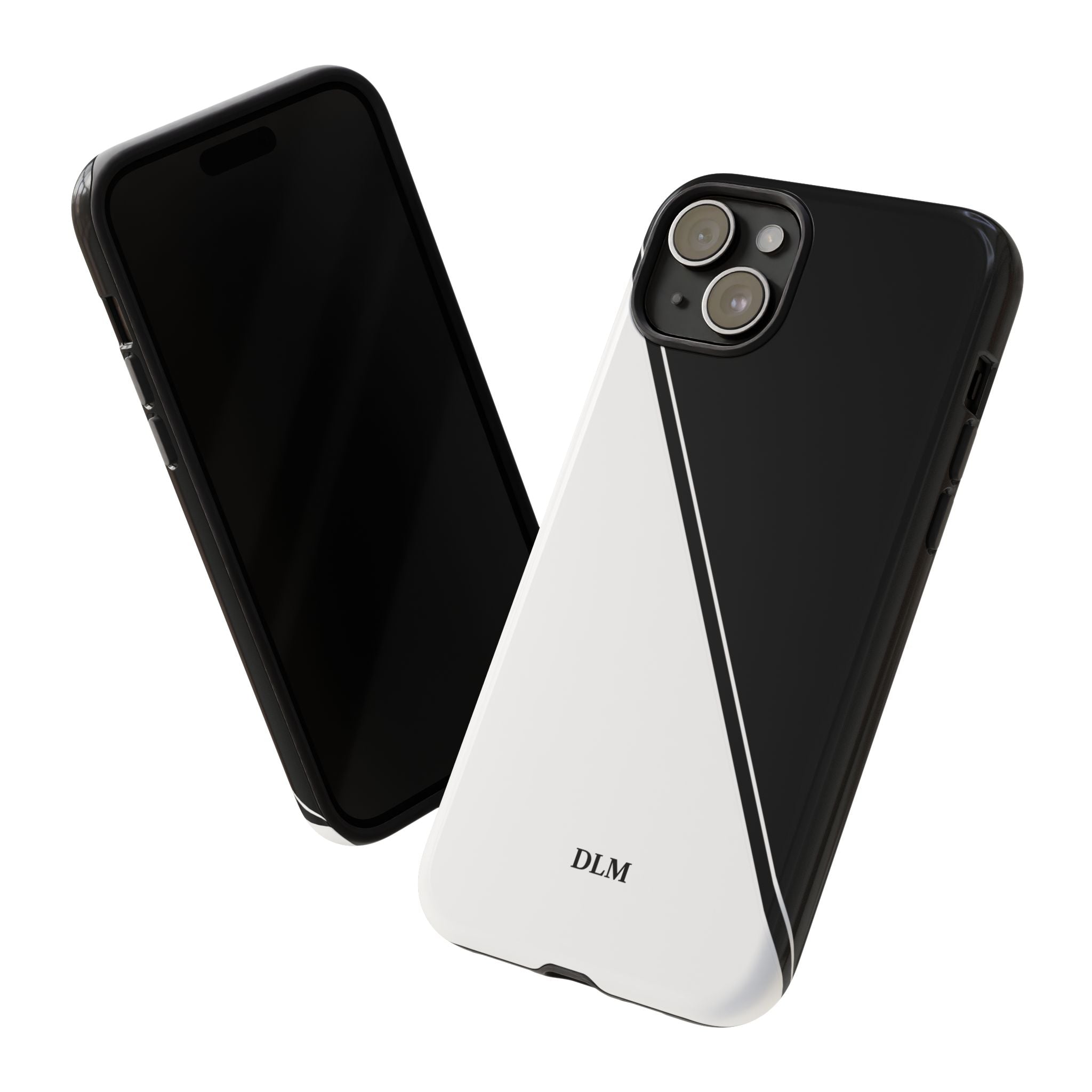 White/Black Two Tone Custom Initials Case