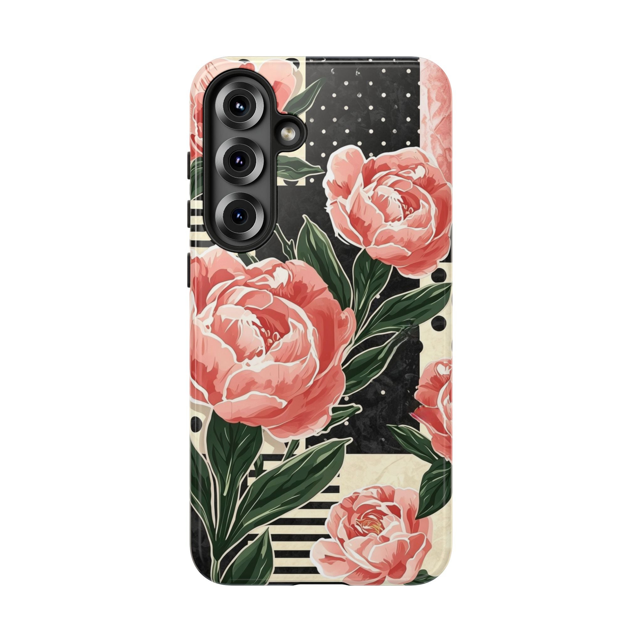 Pink Peony Stripes & Polka Dots