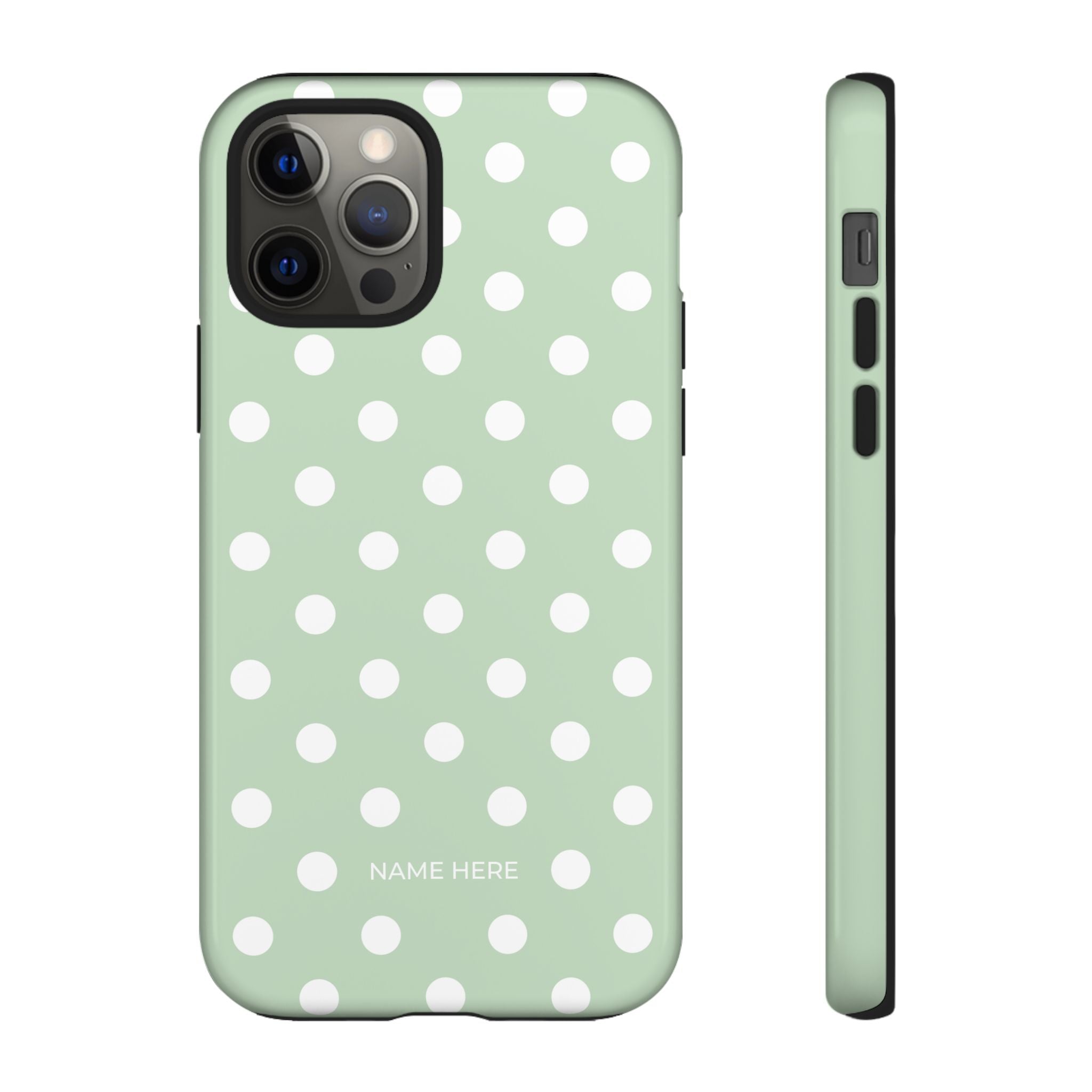 Green & White Polka Dot Customisable Case