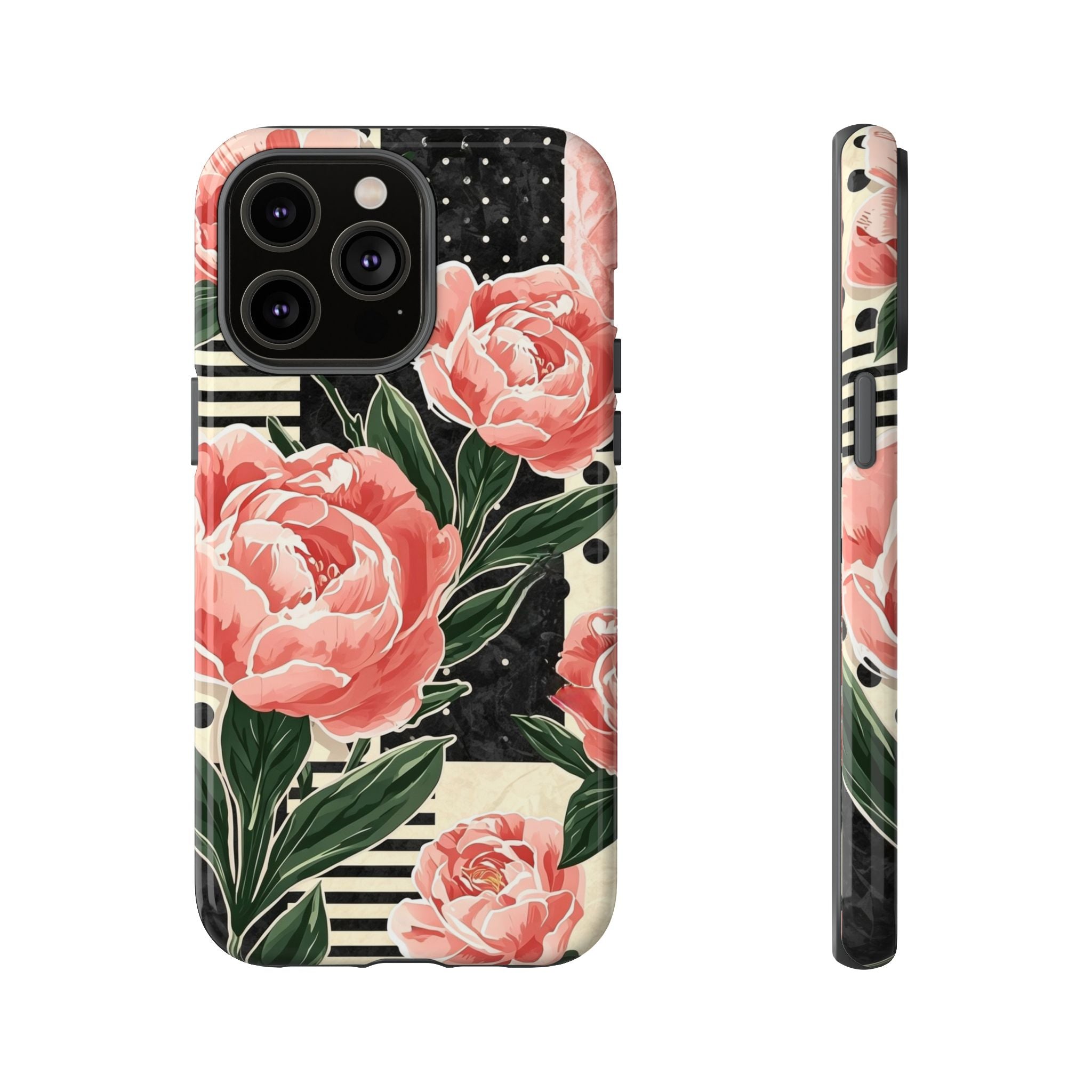 Pink Peony Stripes & Polka Dots