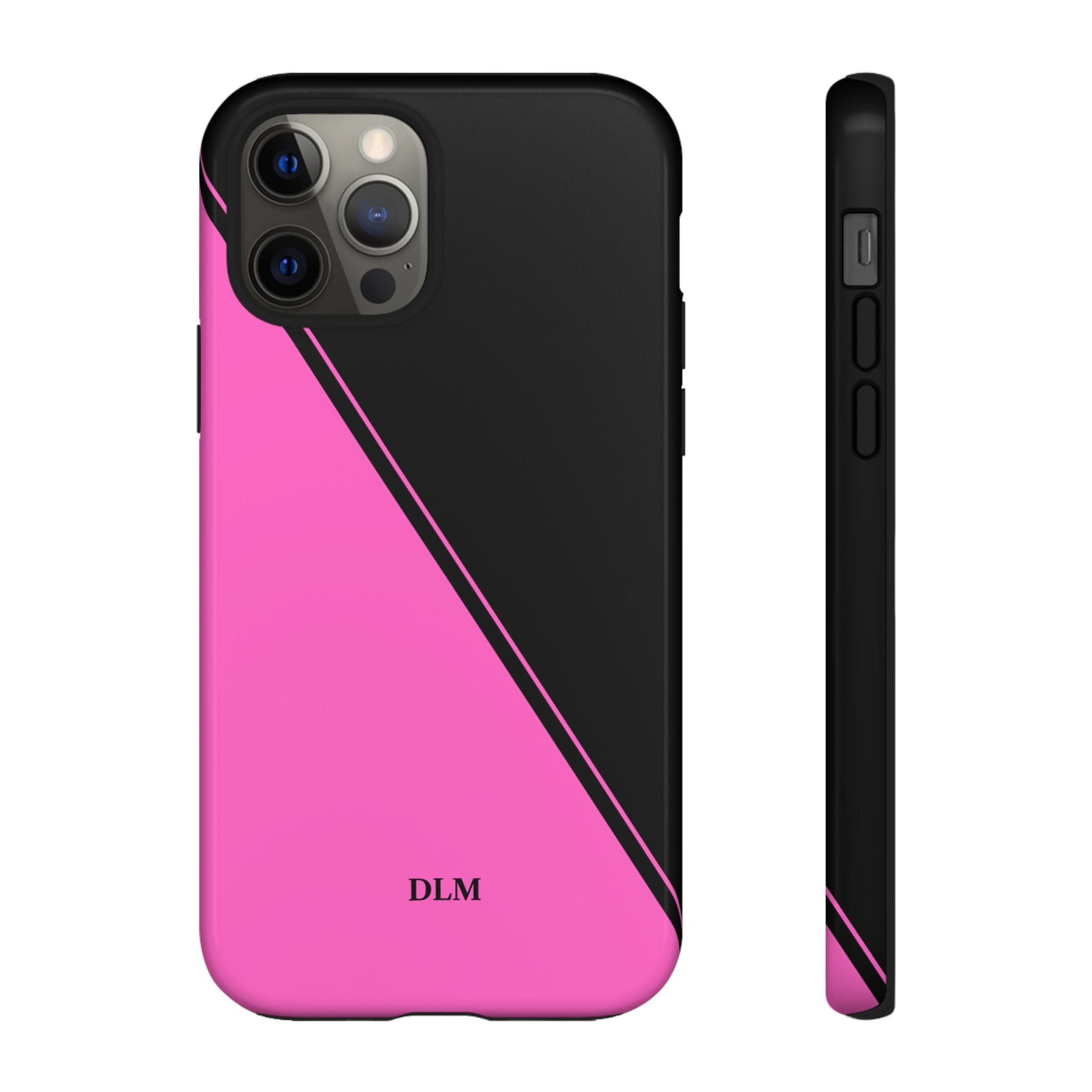 Pink/Black Two Tone Custom Initials Case