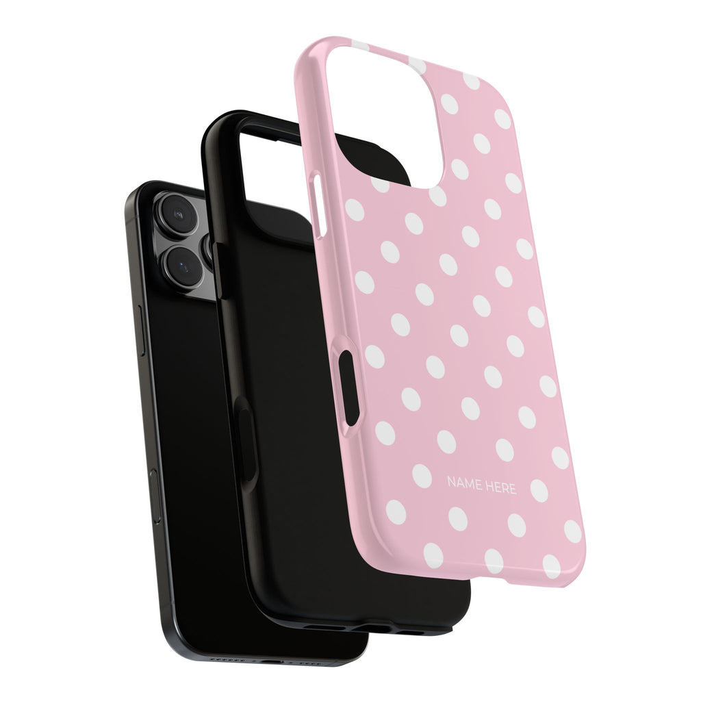 Pink & White PolkaDot Customisable Name Case