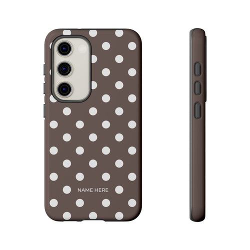 Brown & White PolkaDot Customisable Case