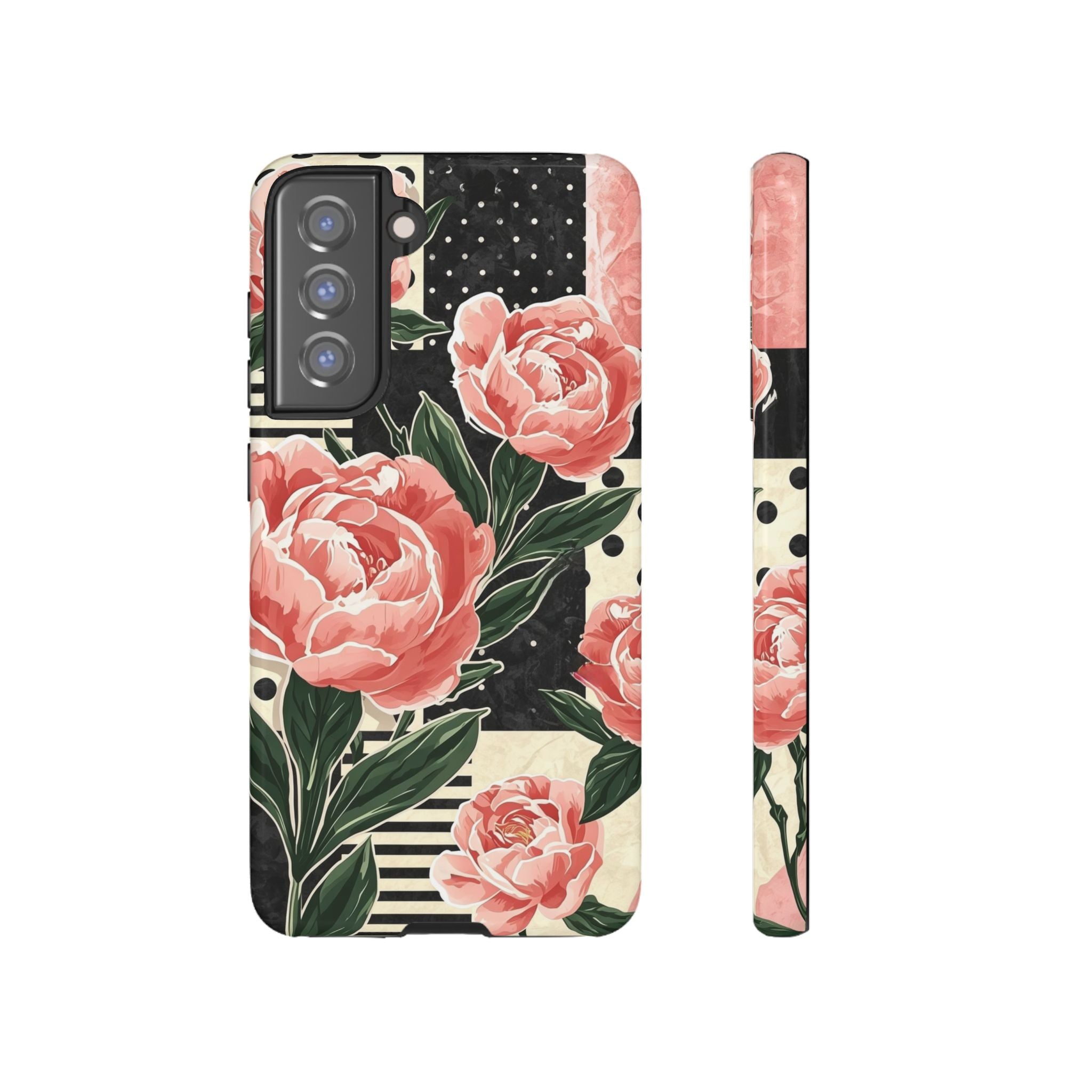 Pink Peony Stripes & Polka Dots
