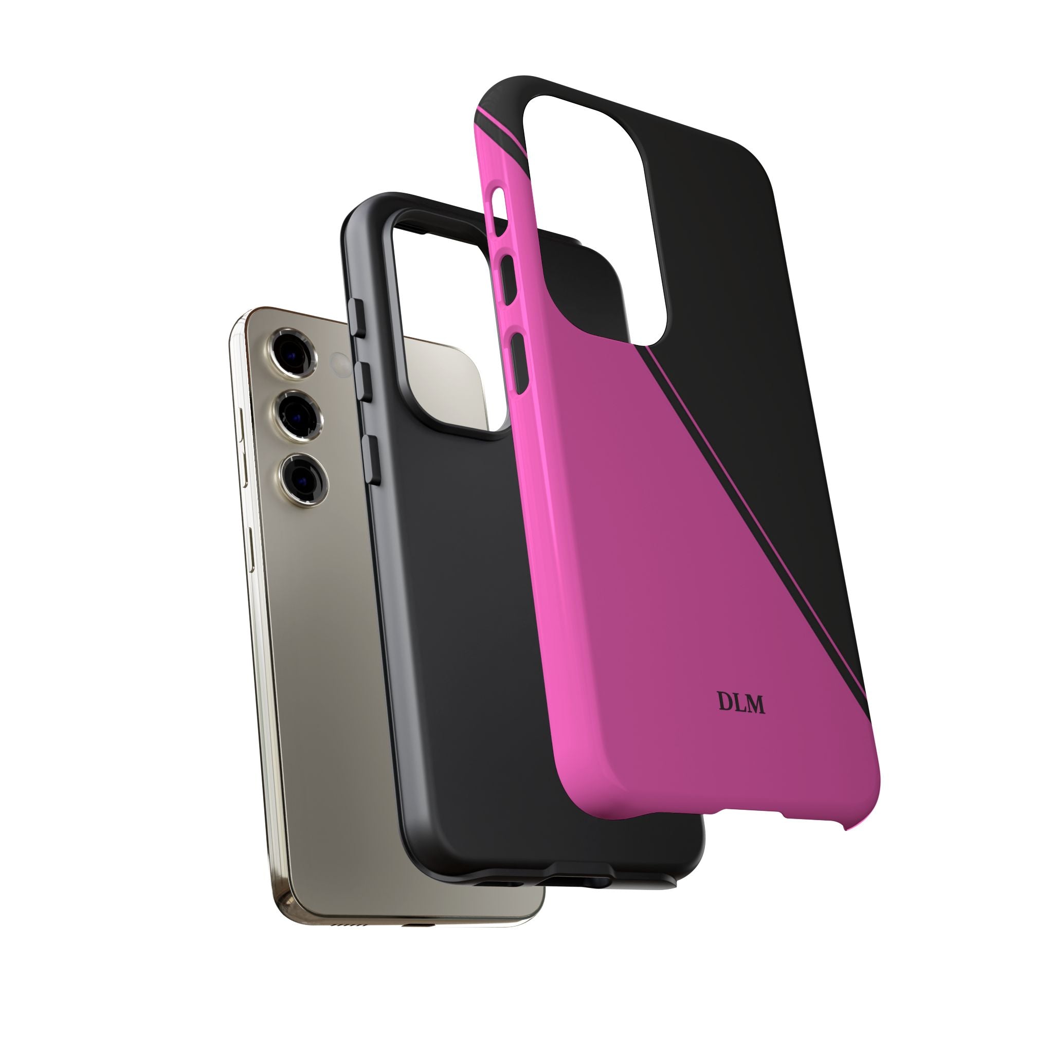 Pink/Black Two Tone Custom Initials Case