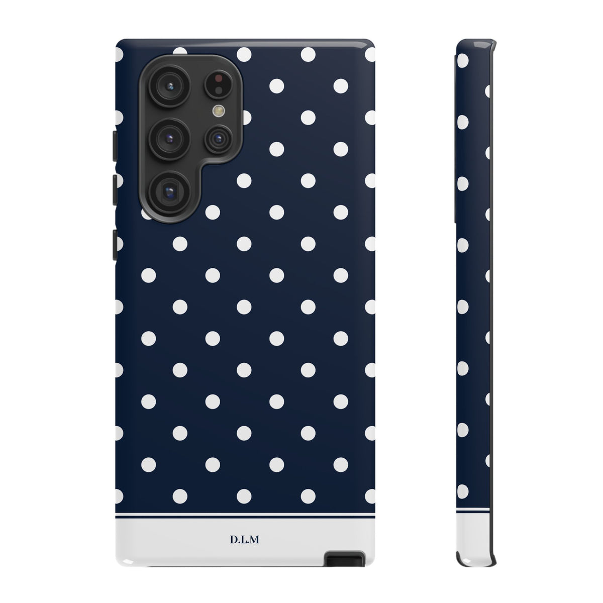 Navy Pearl Personalised Polka Dot Case