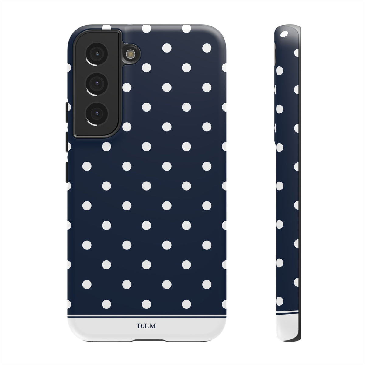 Navy Pearl Personalised Polka Dot Case