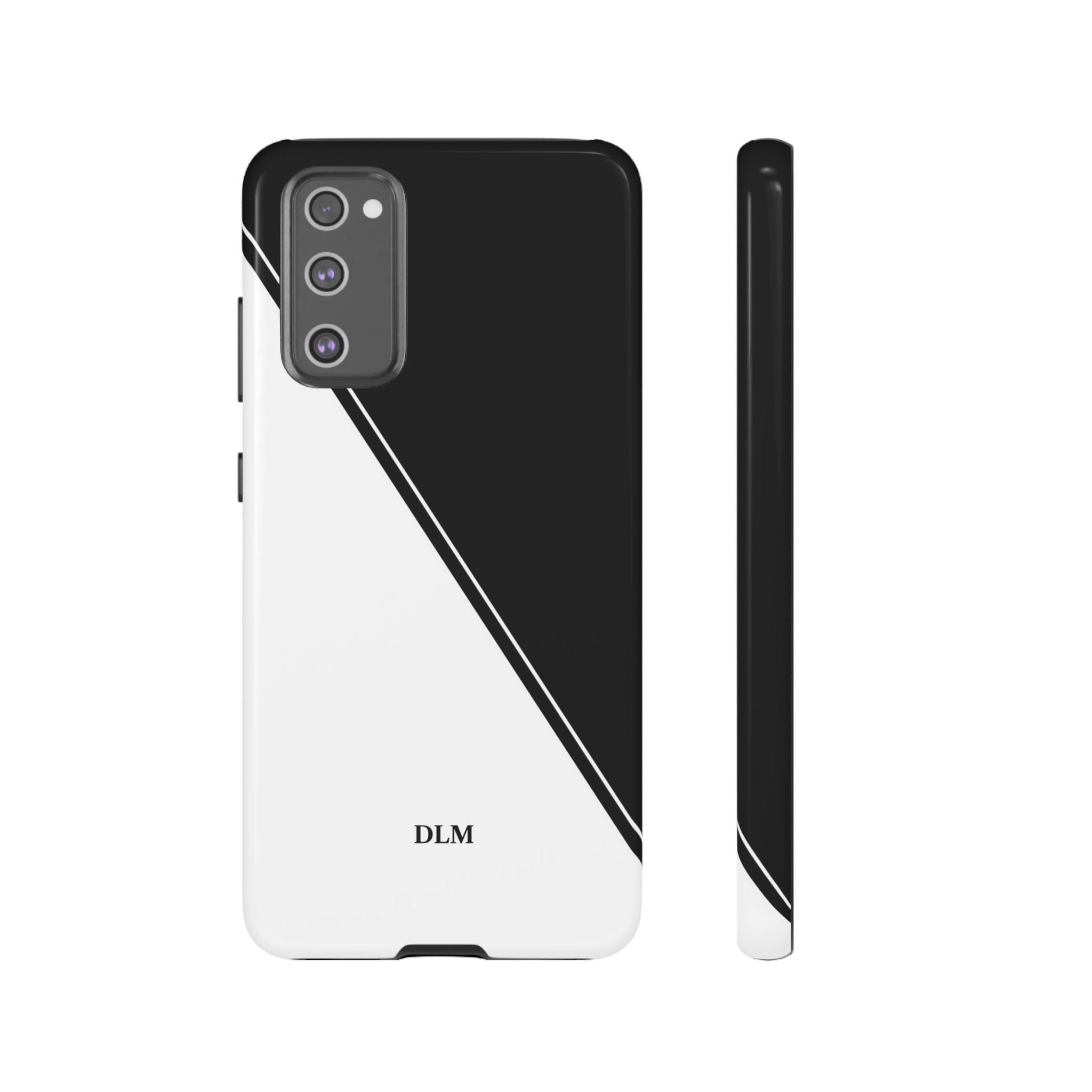 White/Black Two Tone Custom Initials Case