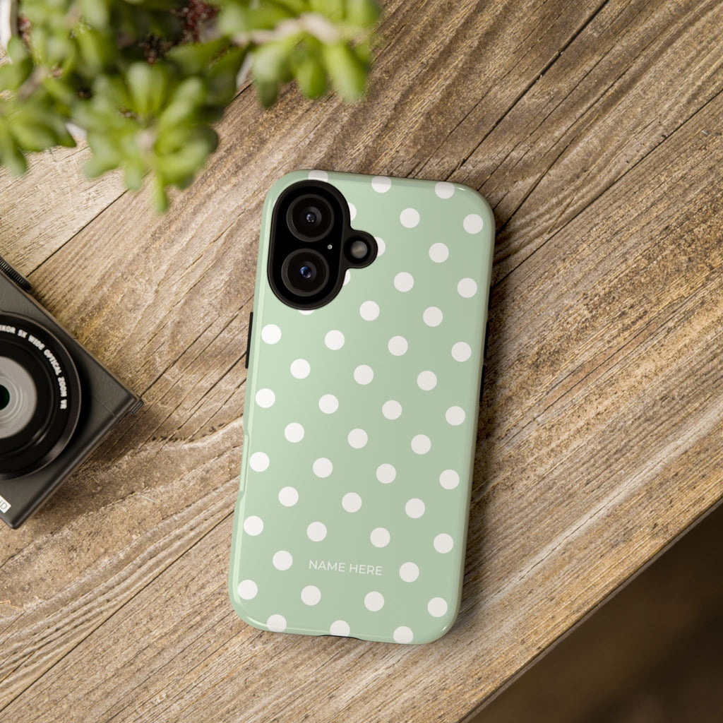 Green & White Polka Dot Customisable Case