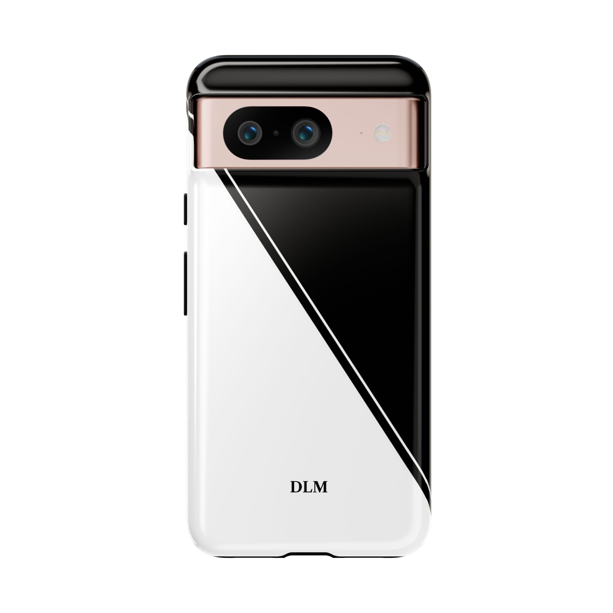 White/Black Two Tone Custom Initials Case
