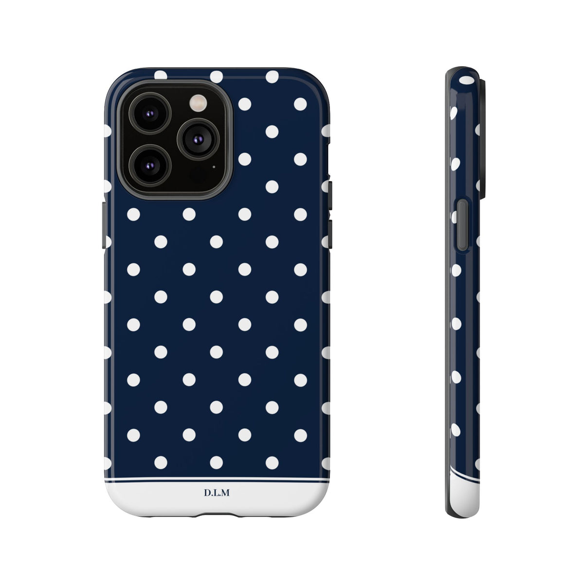 Navy Pearl Personalised Polka Dot Case