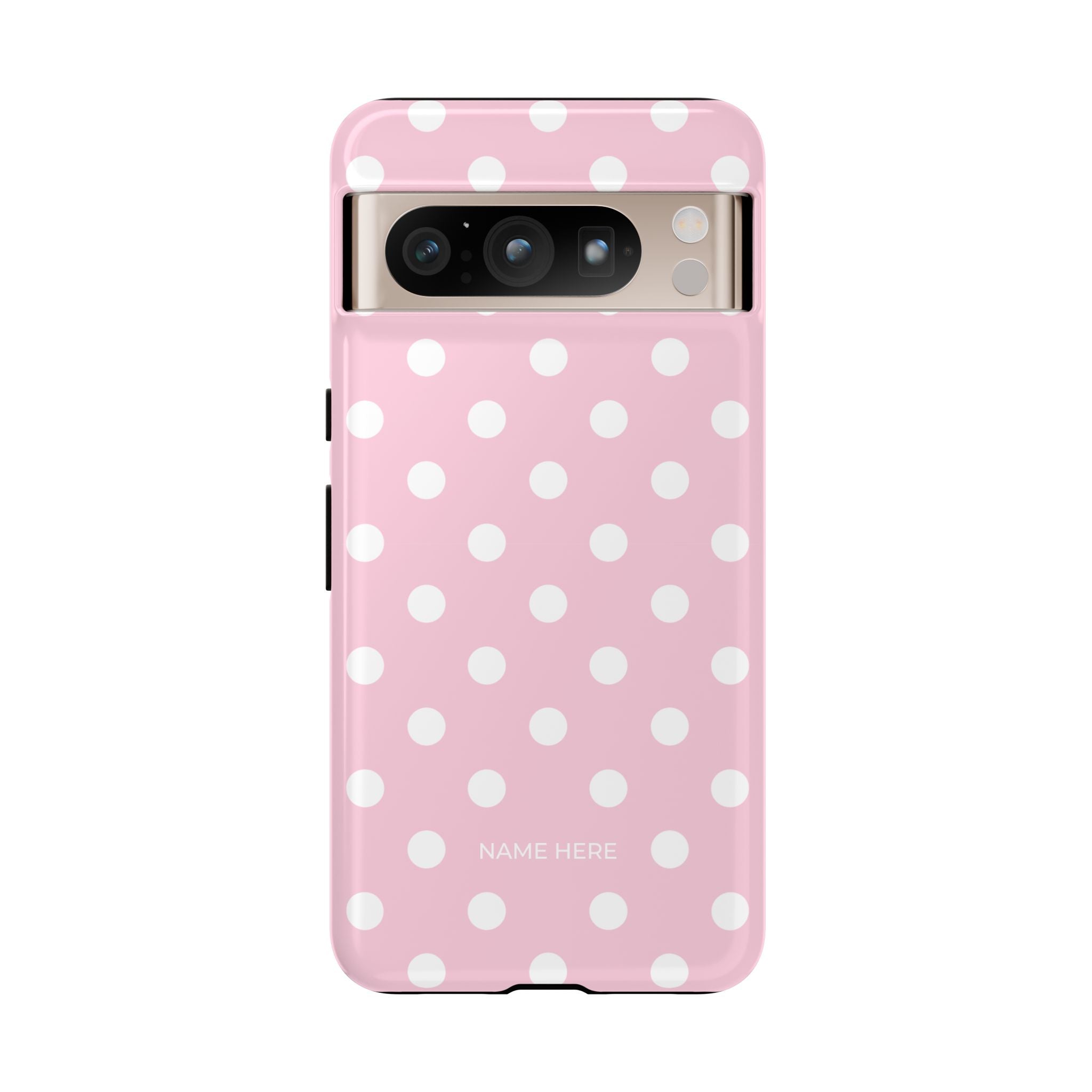 Pink & White PolkaDot Customisable Name Case