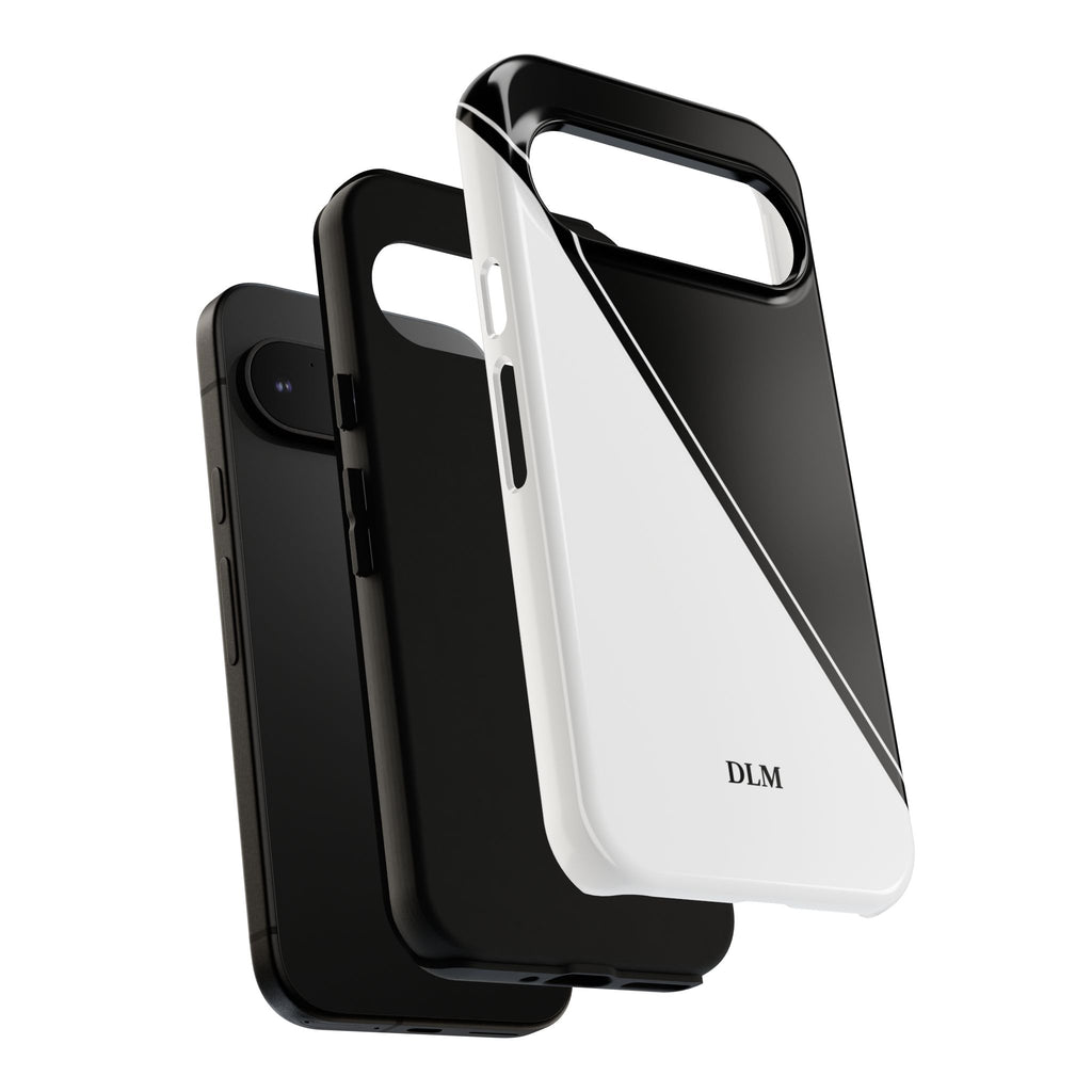 White/Black Two Tone Custom Initials Case