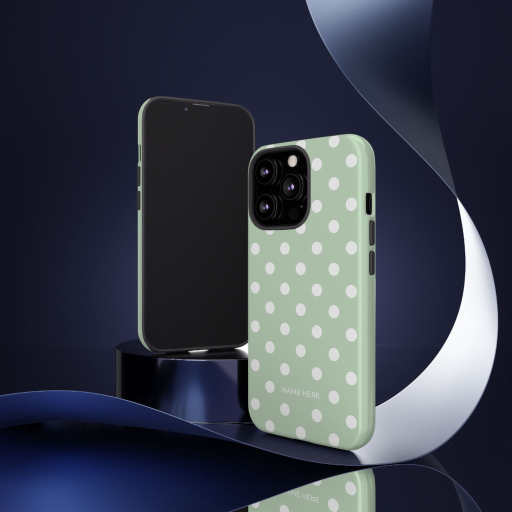 Green & White Polka Dot Customisable Case