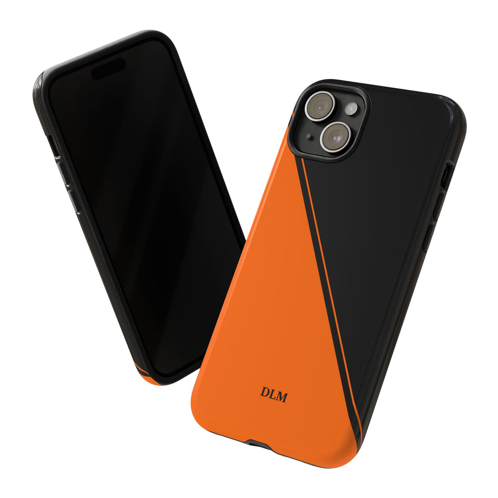 Orange/Black Two Tone Custom Initials Case