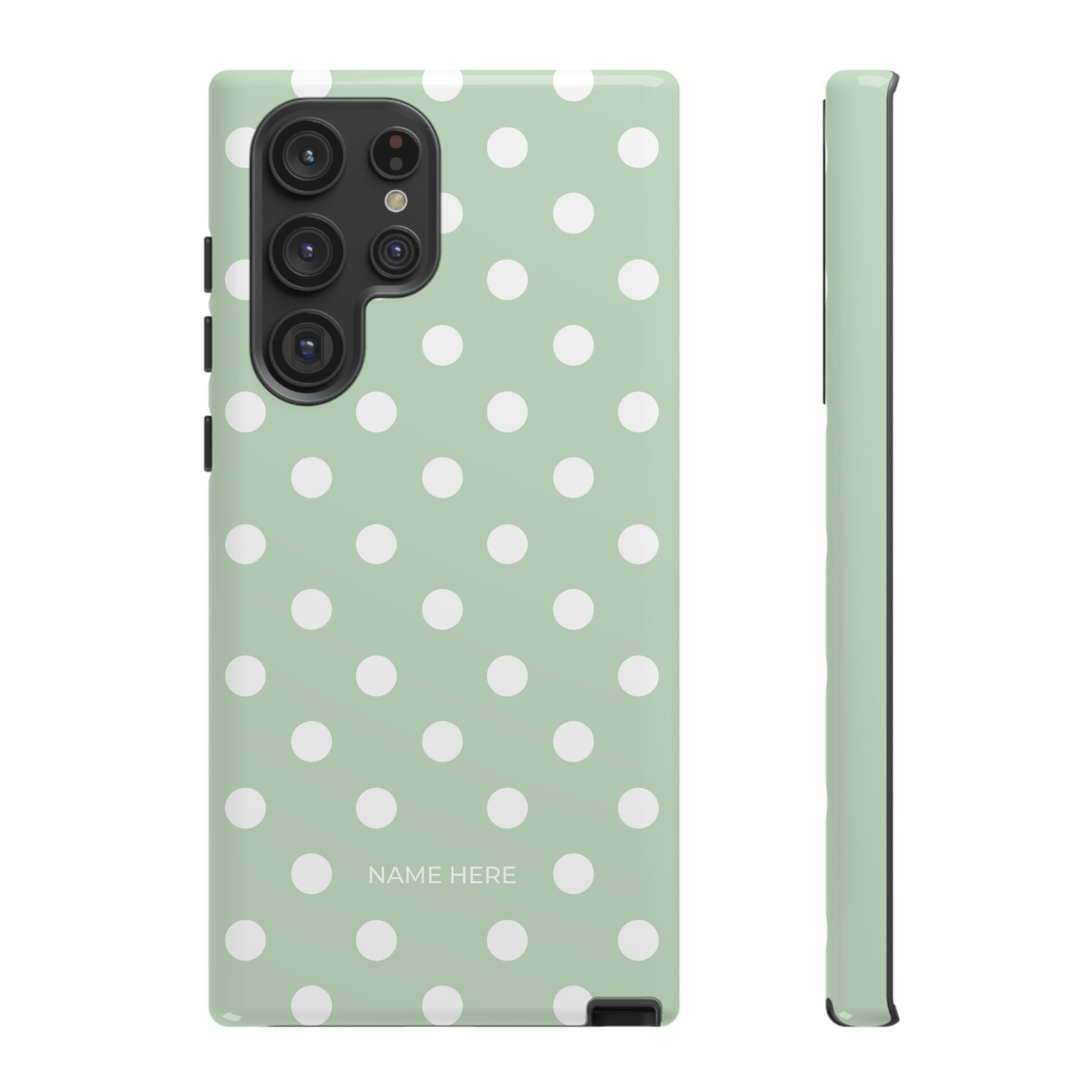Green & White Polka Dot Customisable Case