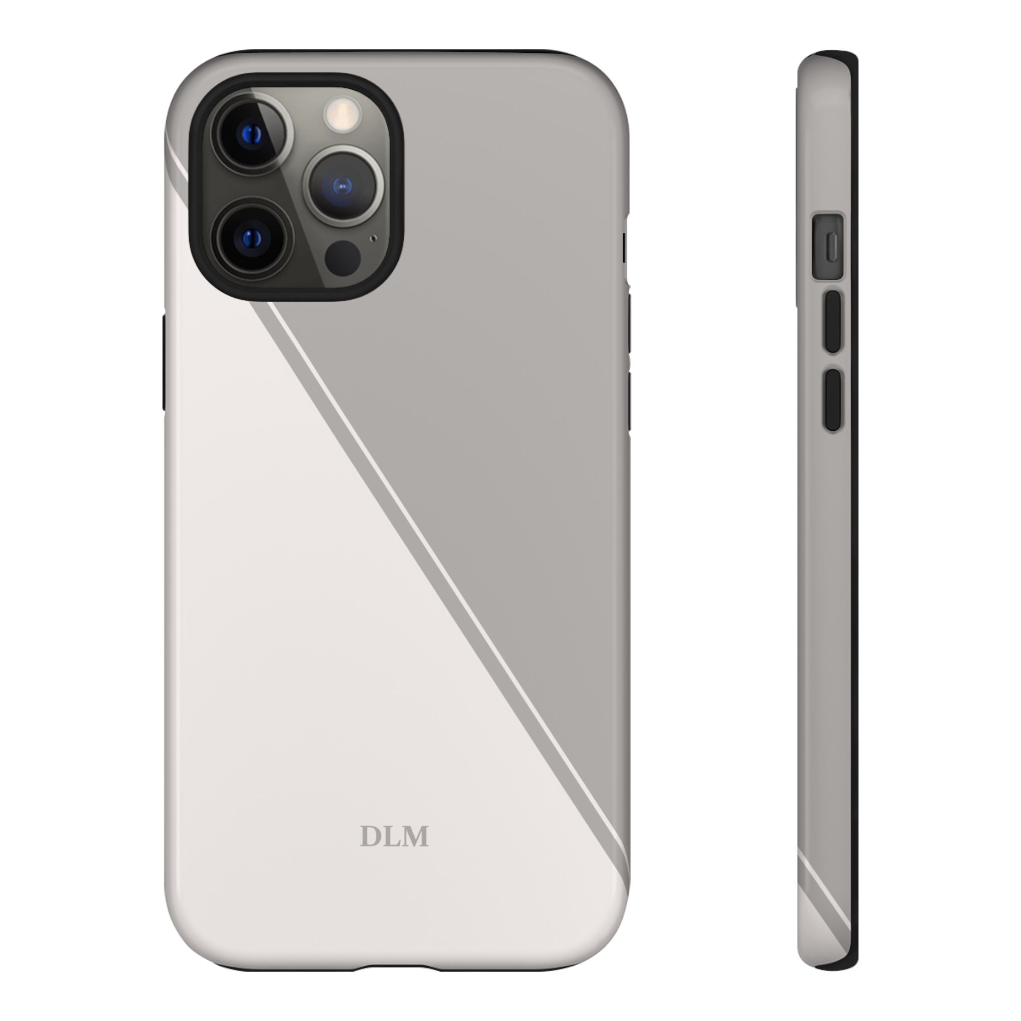 Grey Two Tone Case Custom Initials Case