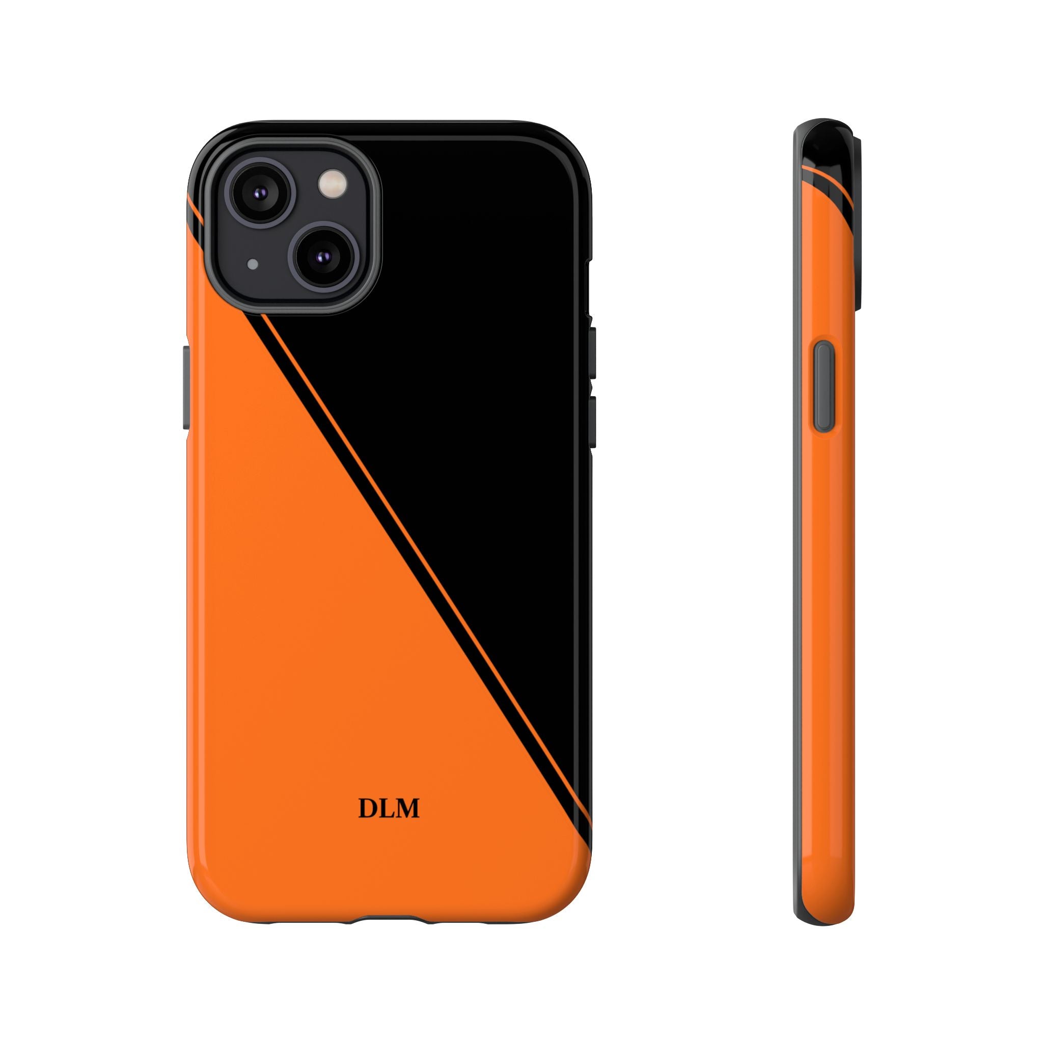 Orange/Black Two Tone Custom Initials Case