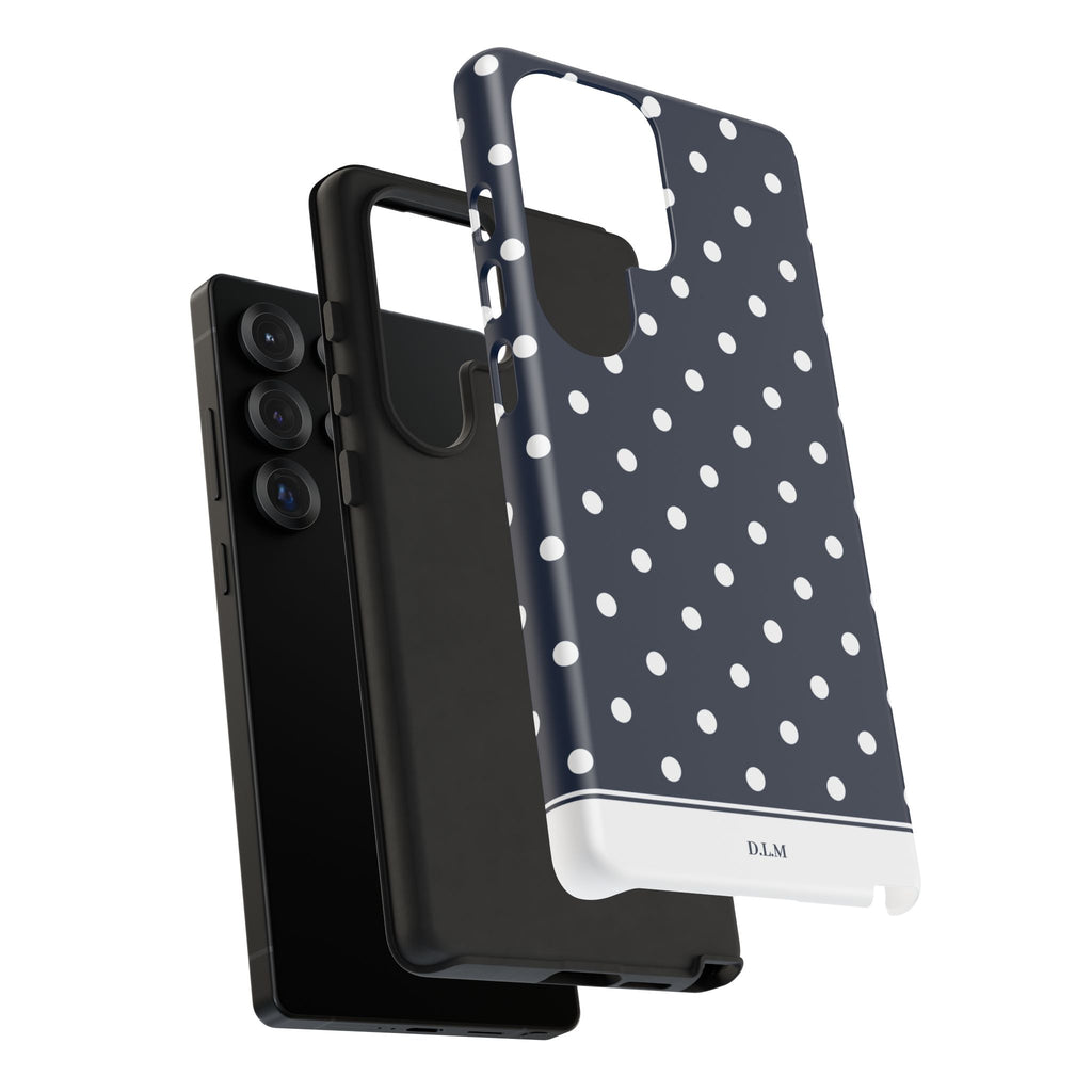 Navy Pearl Personalised Polka Dot Case