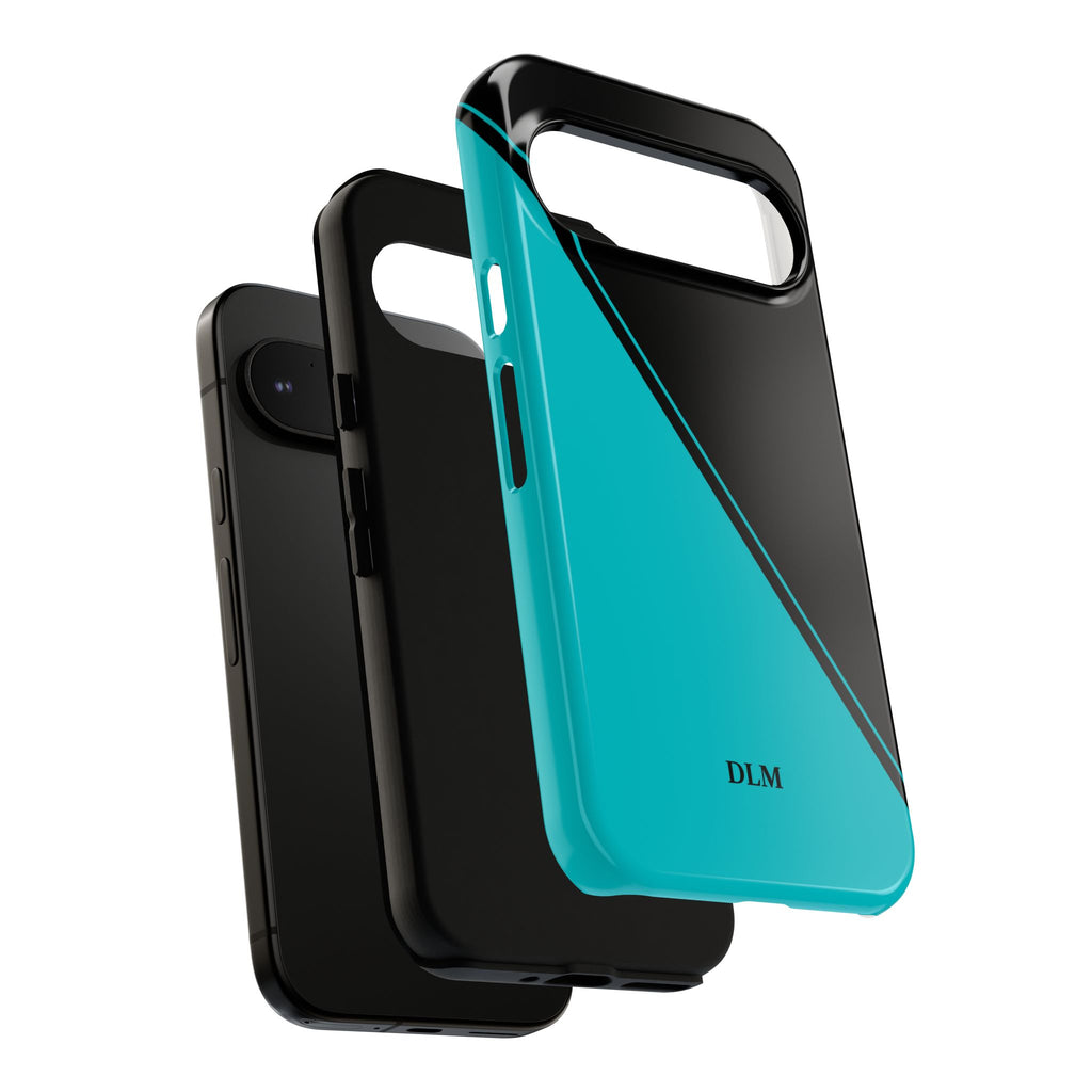 Tiffany/Black Two Tone Custom Initials Case
