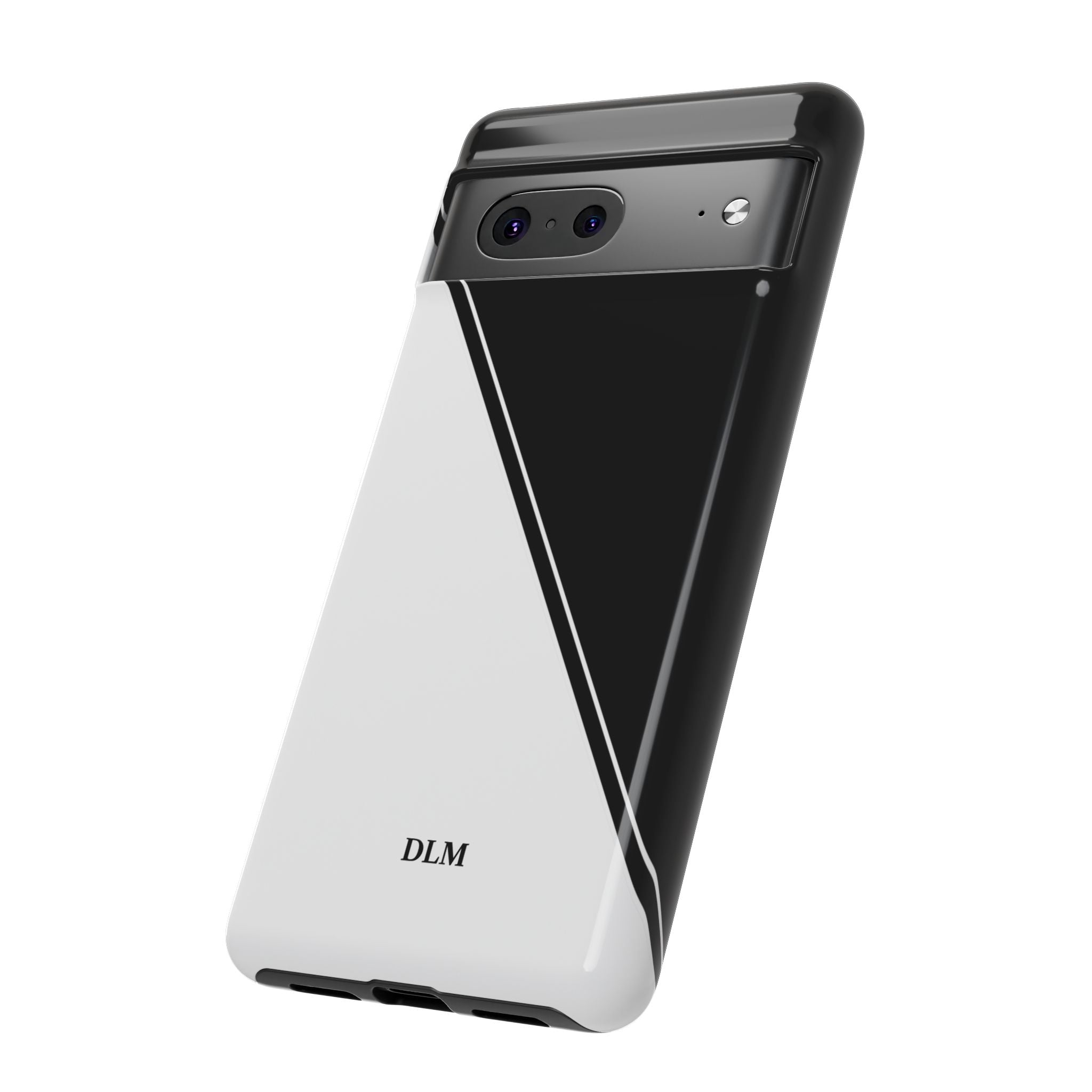 White/Black Two Tone Custom Initials Case