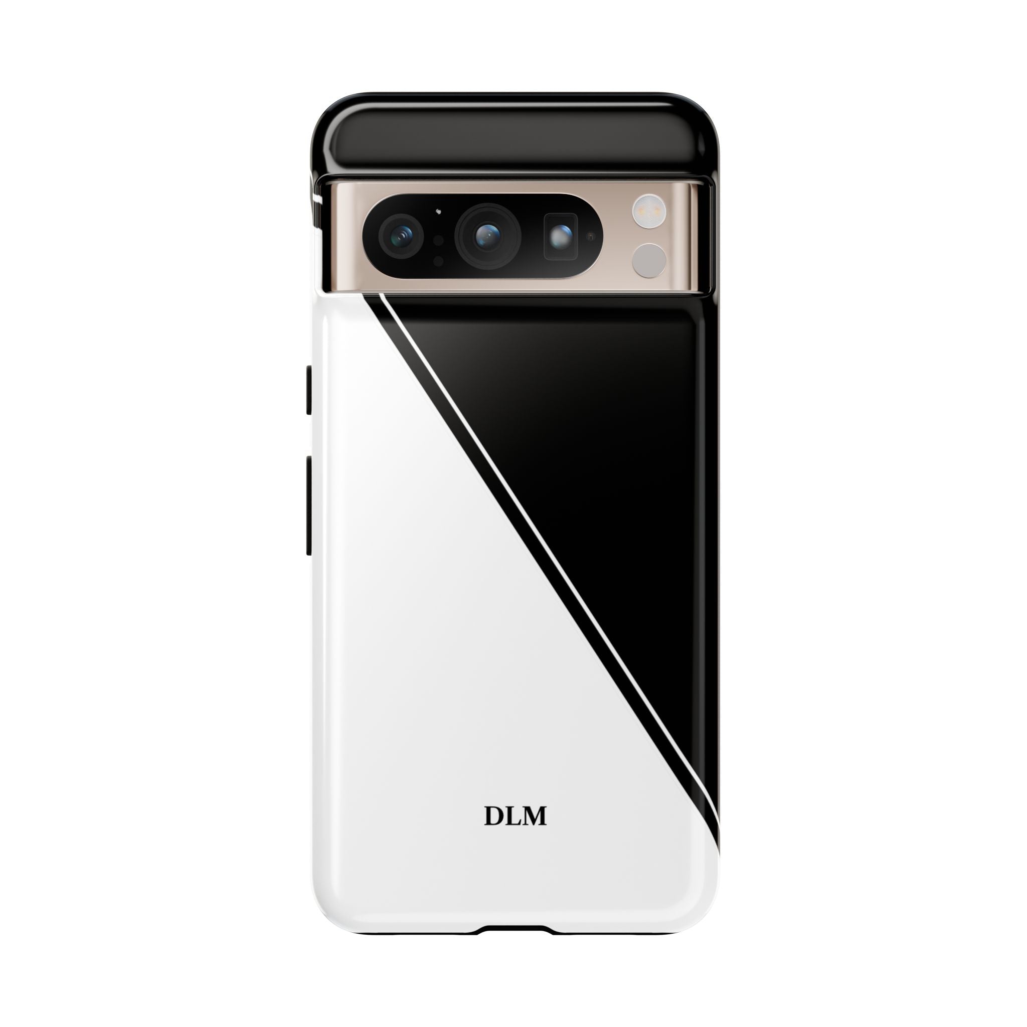 White/Black Two Tone Custom Initials Case