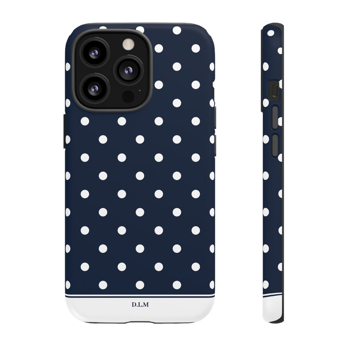 Navy Pearl Personalised Polka Dot Case