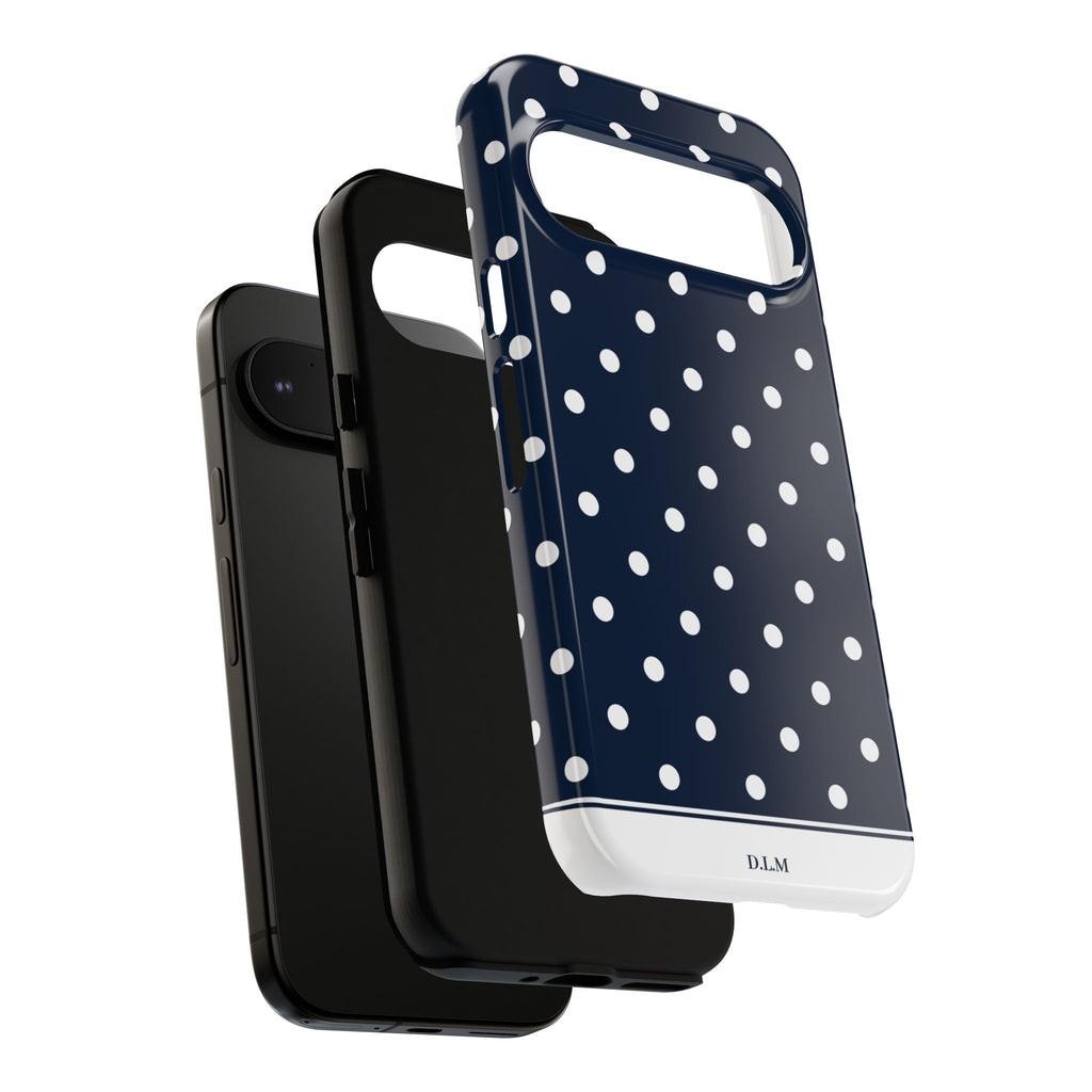 Navy Pearl Personalised Polka Dot Case
